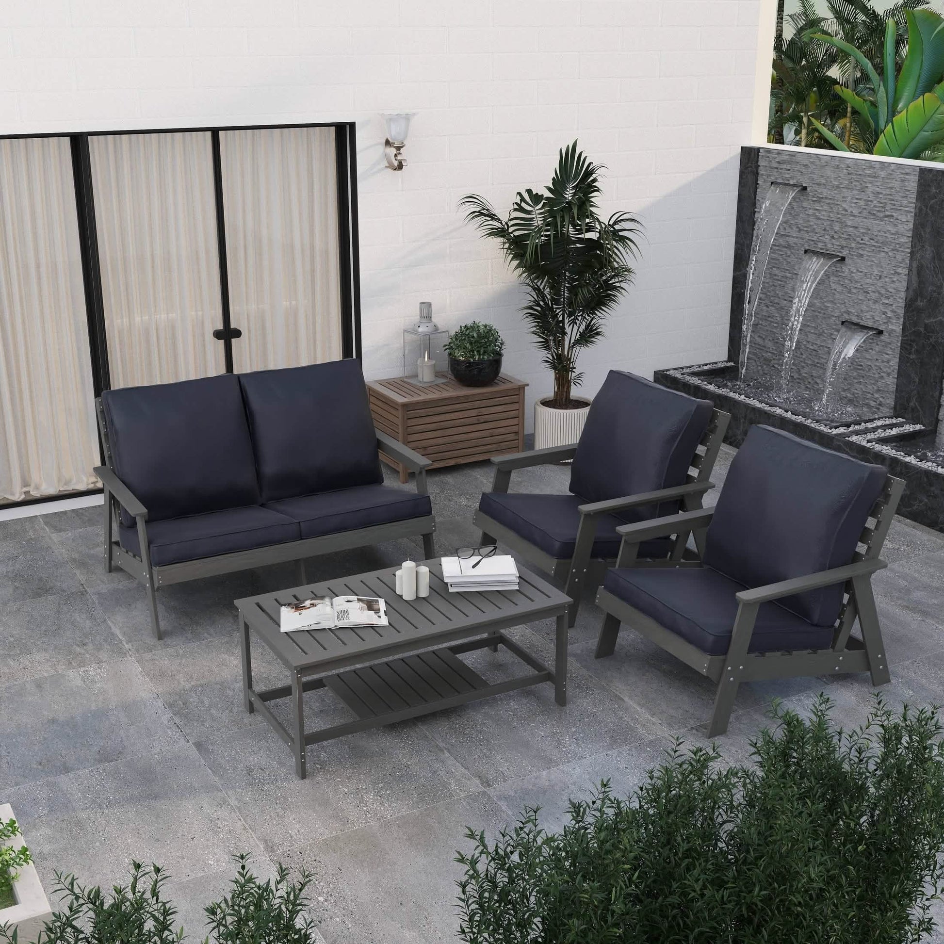 Alpine Lounge Arm Chair with Removable Cushions in Polyester and High - Impact Polystyrene Frame