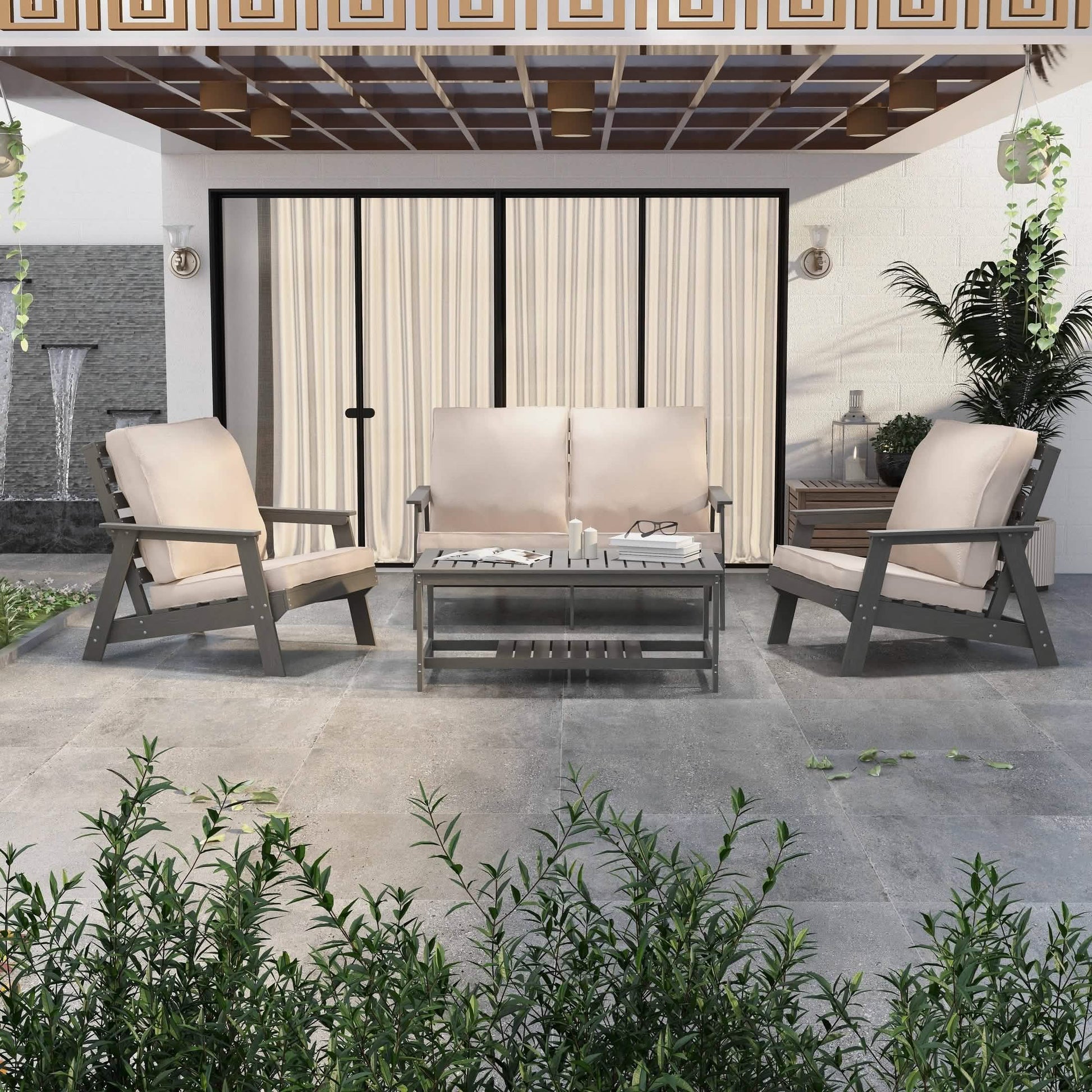 Alpine Lounge Arm Chair with Removable Cushions in Polyester and High - Impact Polystyrene Frame