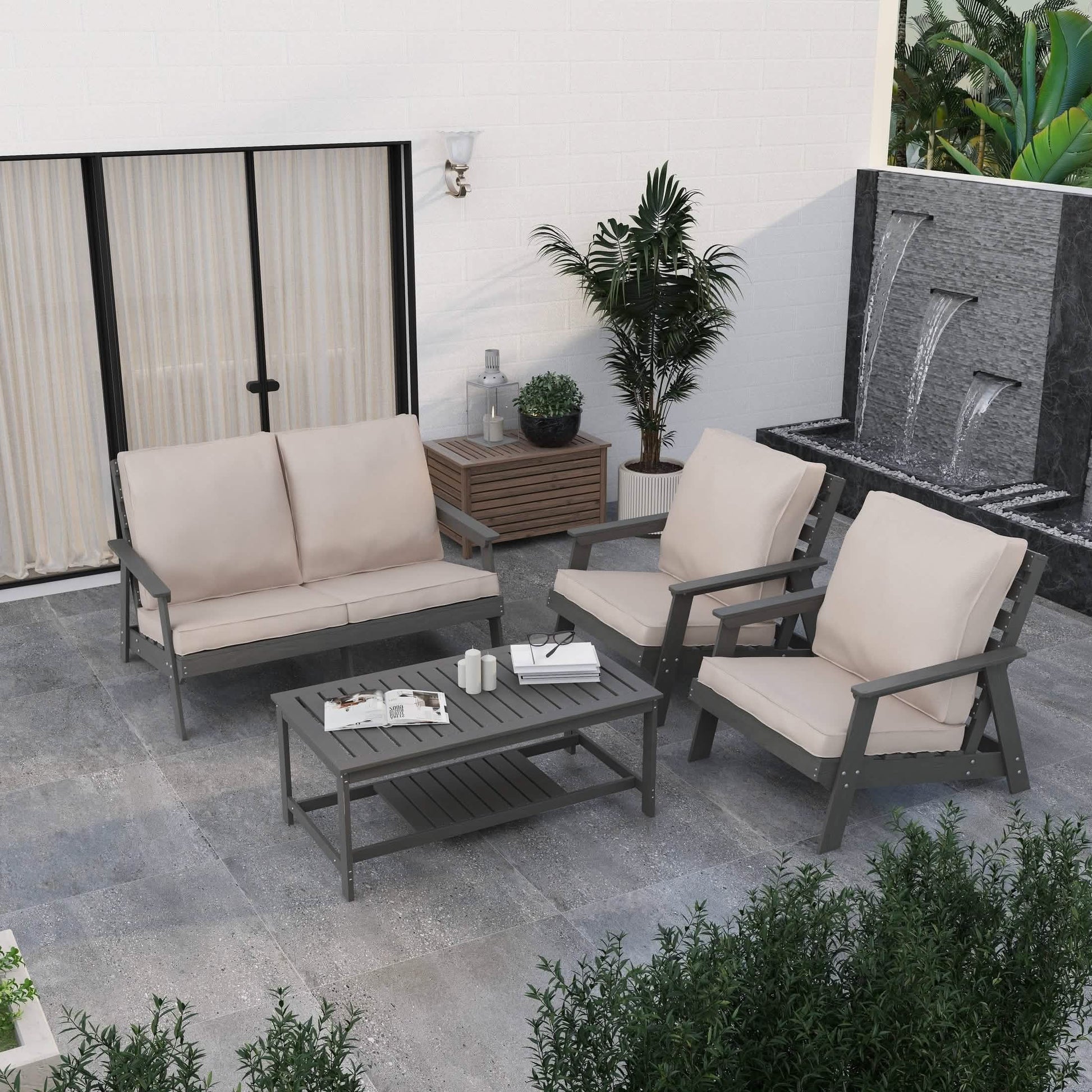 Alpine Lounge Arm Chair with Removable Cushions in Polyester and High - Impact Polystyrene Frame