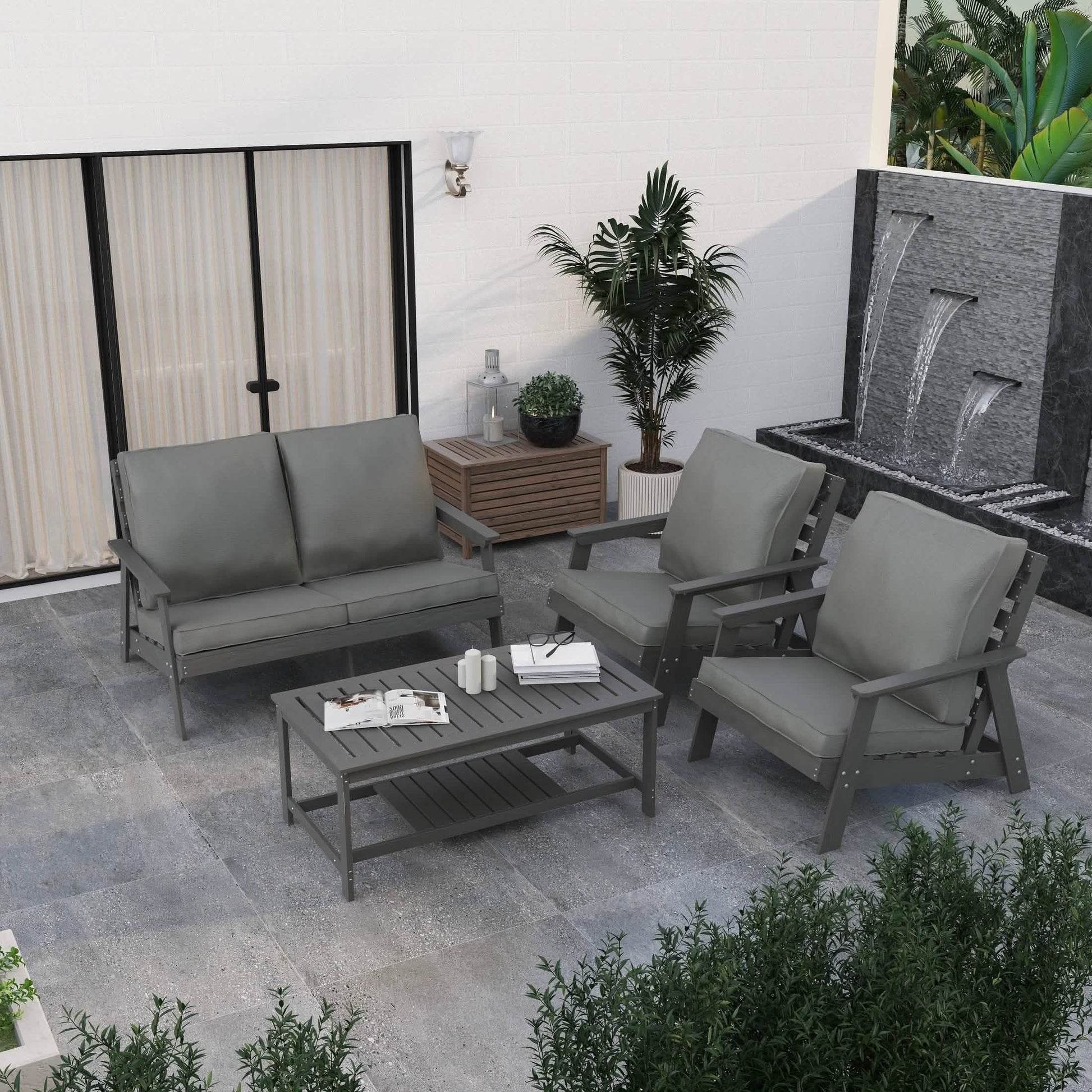 Alpine Lounge Arm Chair with Removable Cushions in Polyester and High - Impact Polystyrene Frame