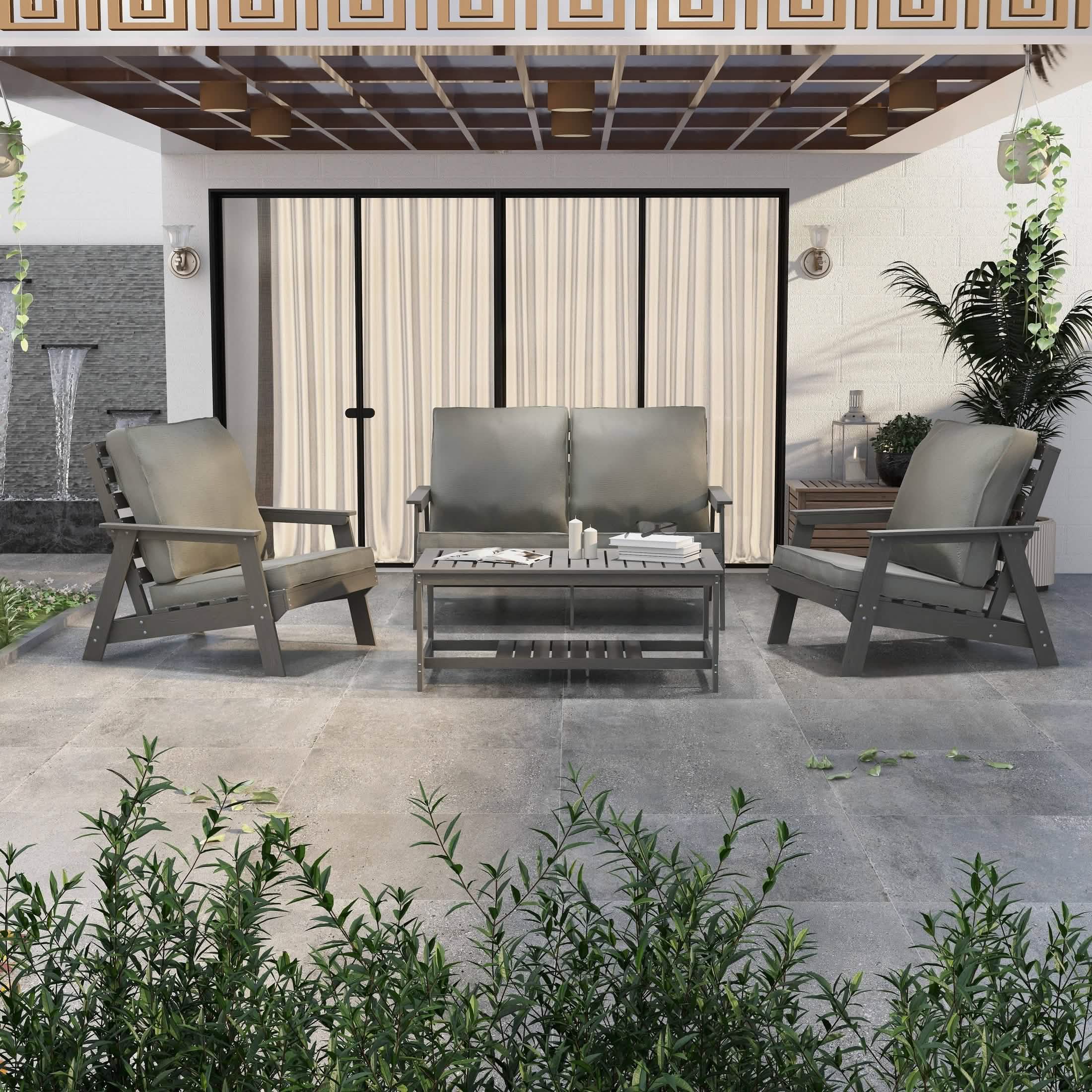Alpine Lounge Arm Chair with Removable Cushions in Polyester and High - Impact Polystyrene Frame