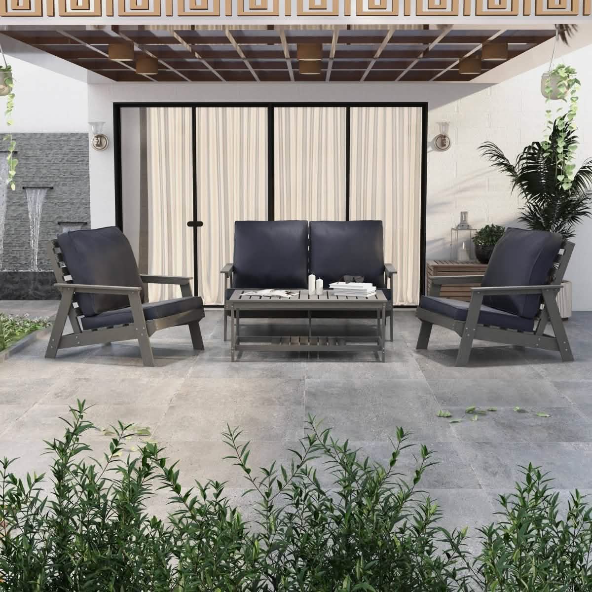 Alpine Lounge Arm Chair with Removable Cushions in Polyester and High - Impact Polystyrene Frame