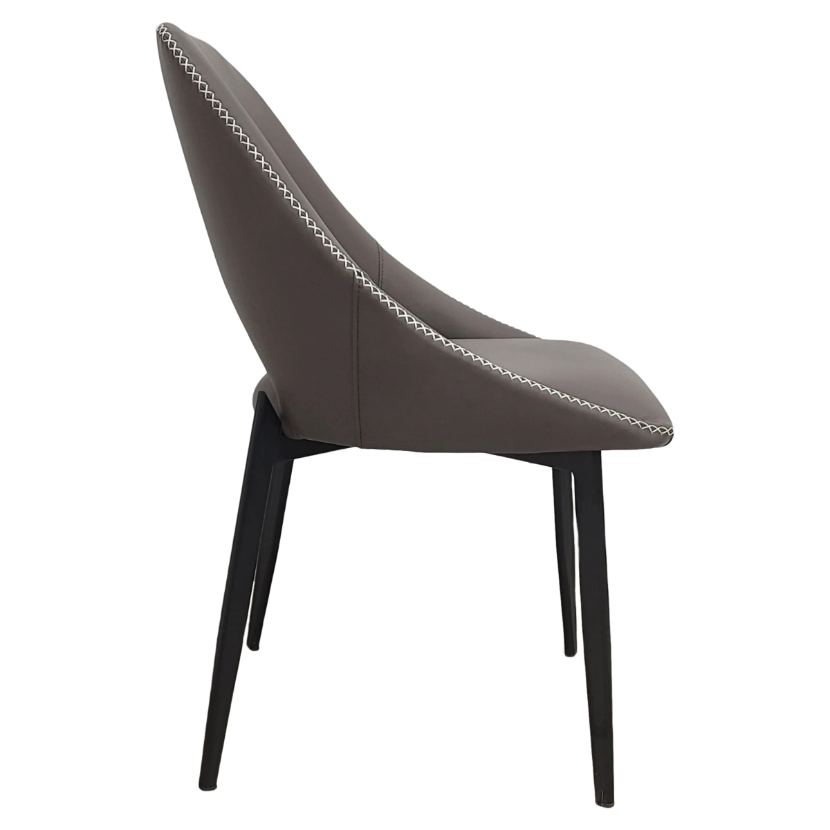Amalfi Upholstered Dining Chair with a Curved Open Back Design in Black Iron