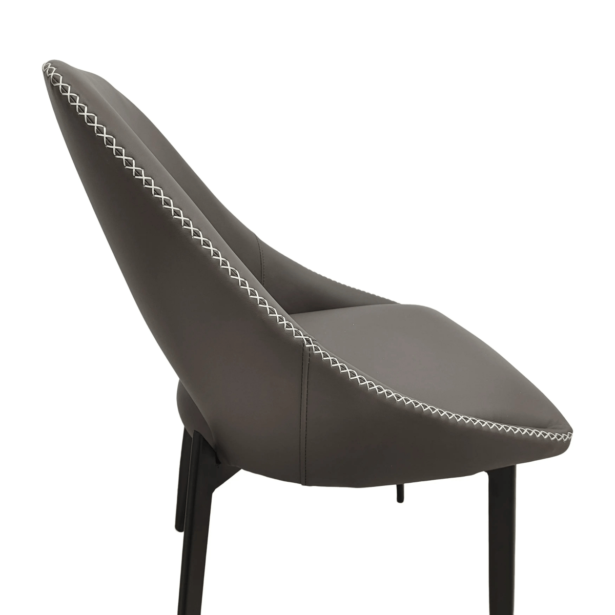 Amalfi Upholstered Dining Chair with a Curved Open Back Design in Black Iron
