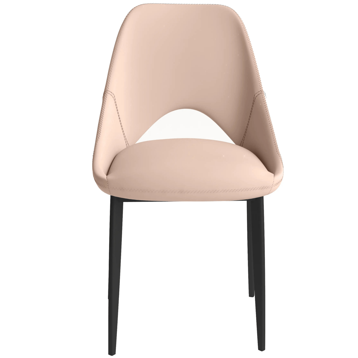 Amalfi Upholstered Dining Chair with a Curved Open Back Design in Black Iron