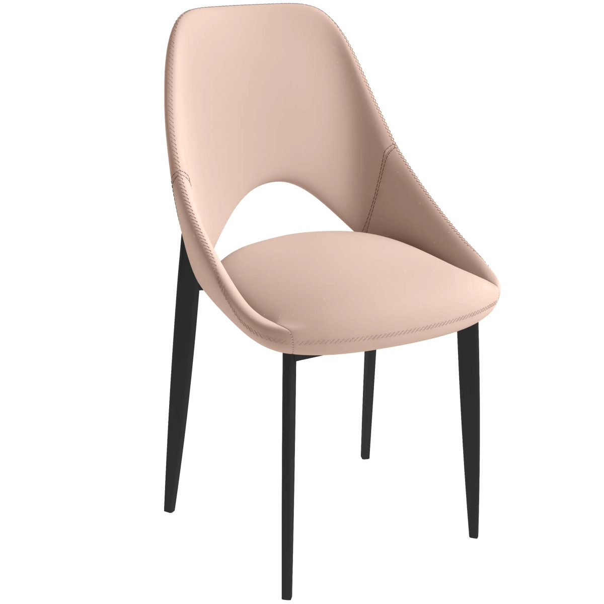 Amalfi Upholstered Dining Chair with a Curved Open Back Design in Black Iron