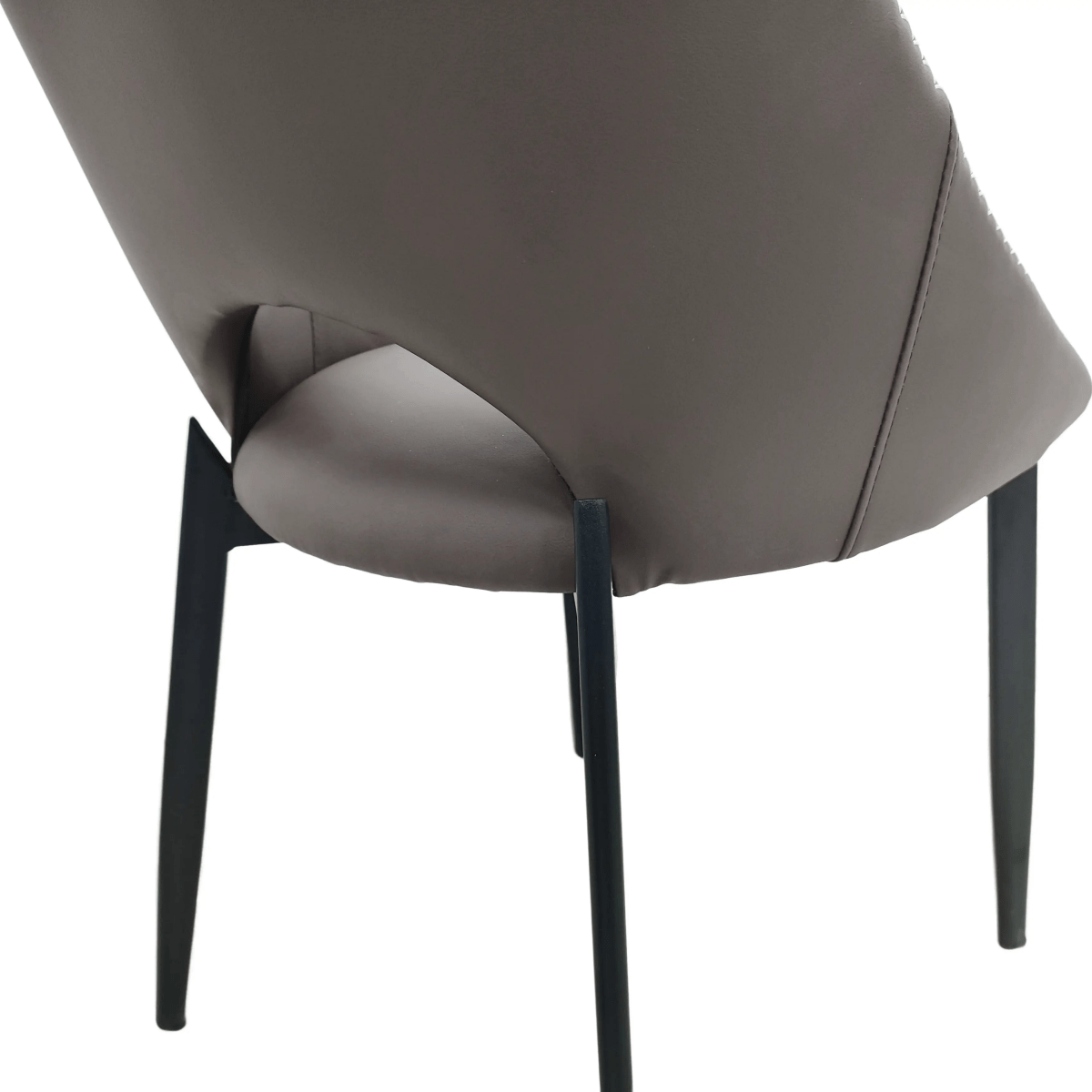 Amalfi Upholstered Dining Chair with a Curved Open Back Design in Black Iron