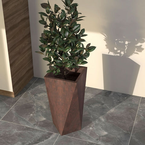 Aloe 3-Piece Modern Fiberstone and MGO Clay Square Planter Set for Indoor and Outdoor