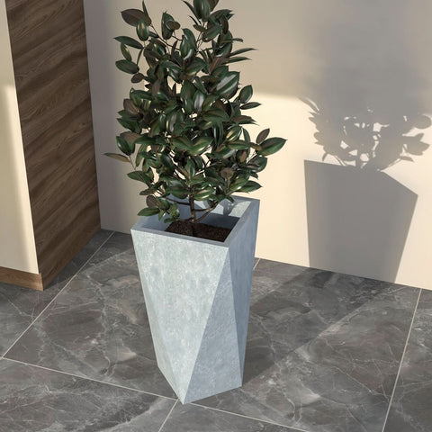 Aloe 3-Piece Modern Fiberstone and MGO Clay Square Planter Set for Indoor and Outdoor
