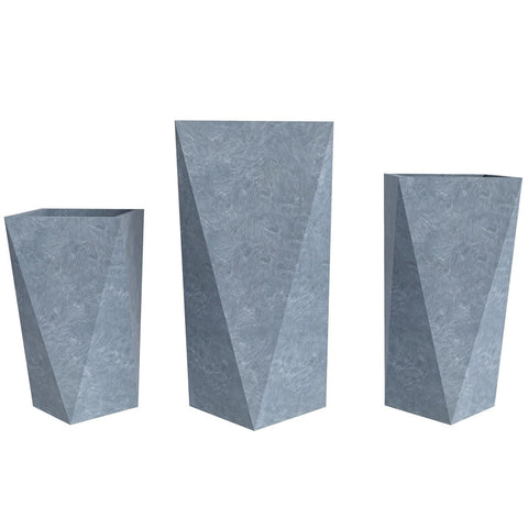 Aloe 3-Piece Modern Fiberstone and MGO Clay Square Planter Set for Indoor and Outdoor