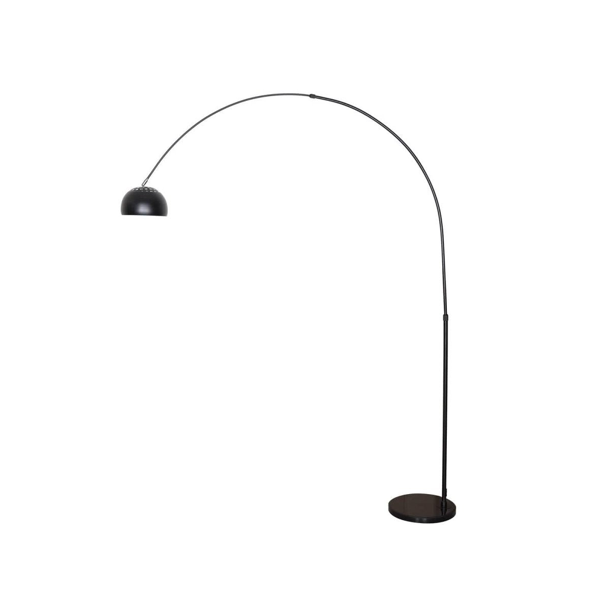 Arco Modern 76" Arched Floor Lamp: Black Marble Base & Metal Dome Shade
