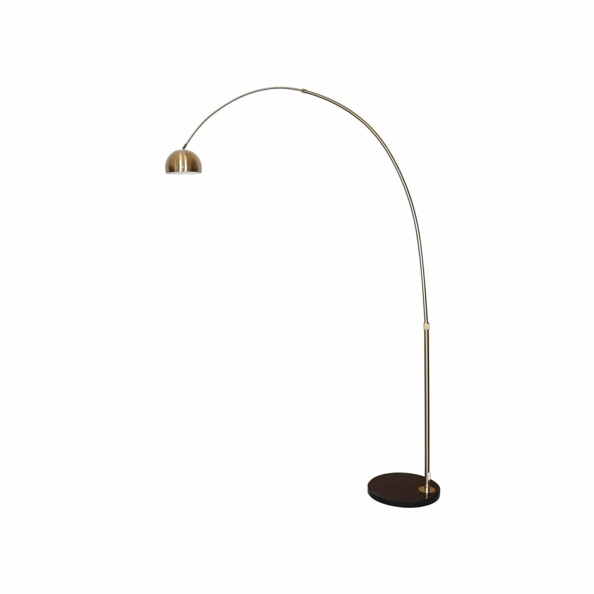 Arco Modern 76" Arched Floor Lamp: Black Marble Base & Metal Dome Shade