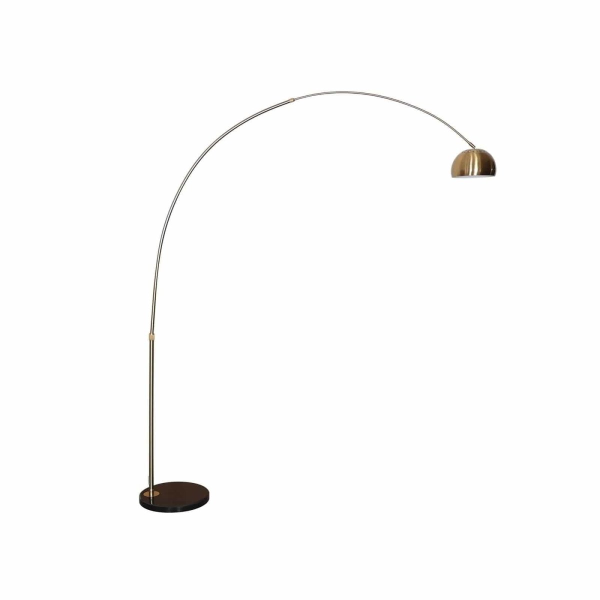 Arco Modern 76" Arched Floor Lamp: Black Marble Base & Metal Dome Shade