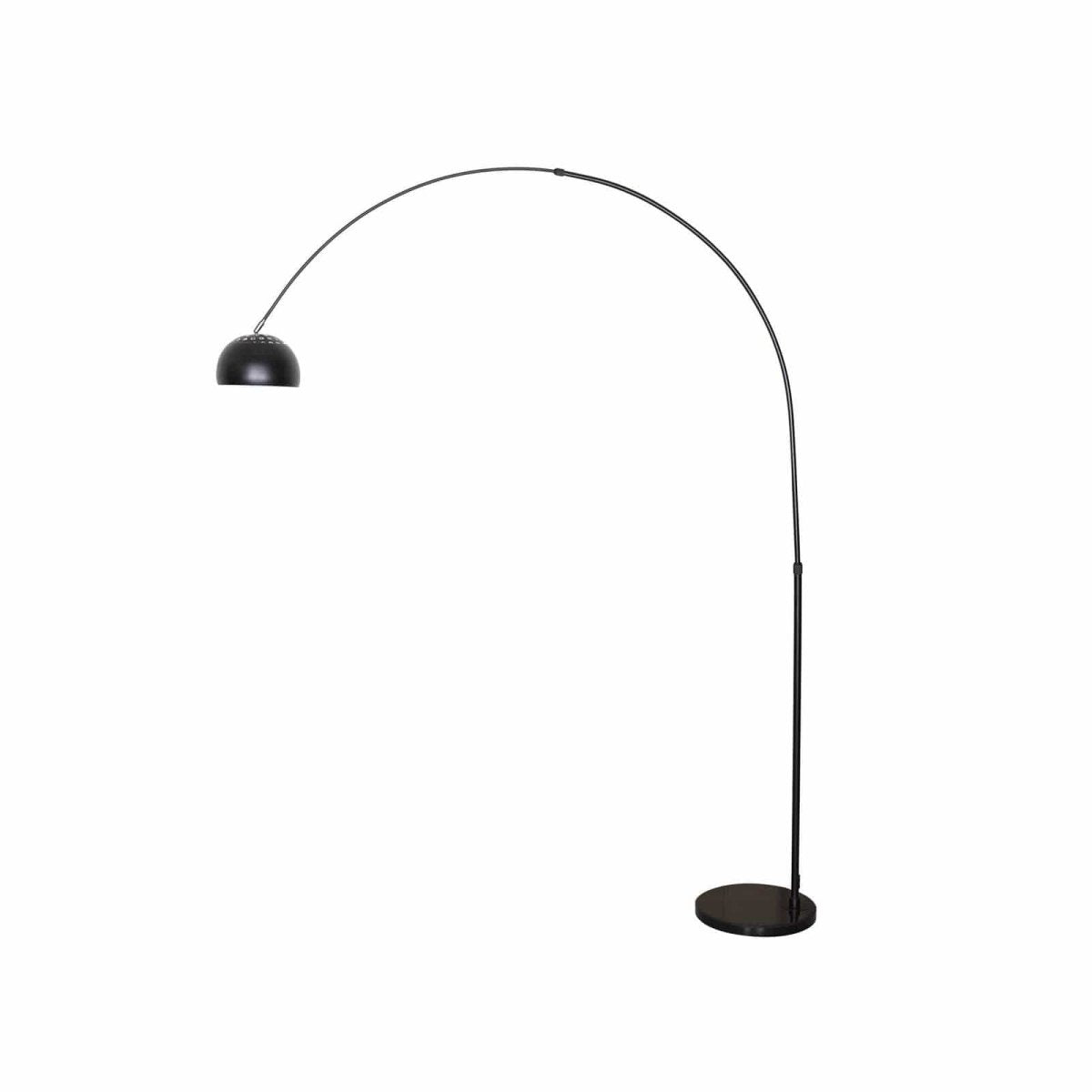Arco Modern 76" Arched Floor Lamp: Black Marble Base & Metal Dome Shade