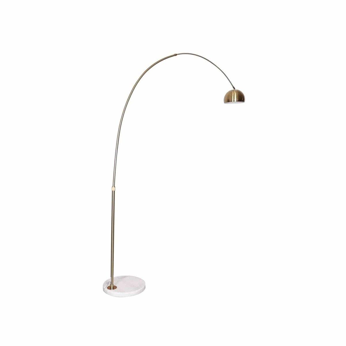Arco Modern Arched Floor Lamp 76" Height with White Round Marble Base and Metal Dome Lamp Shade