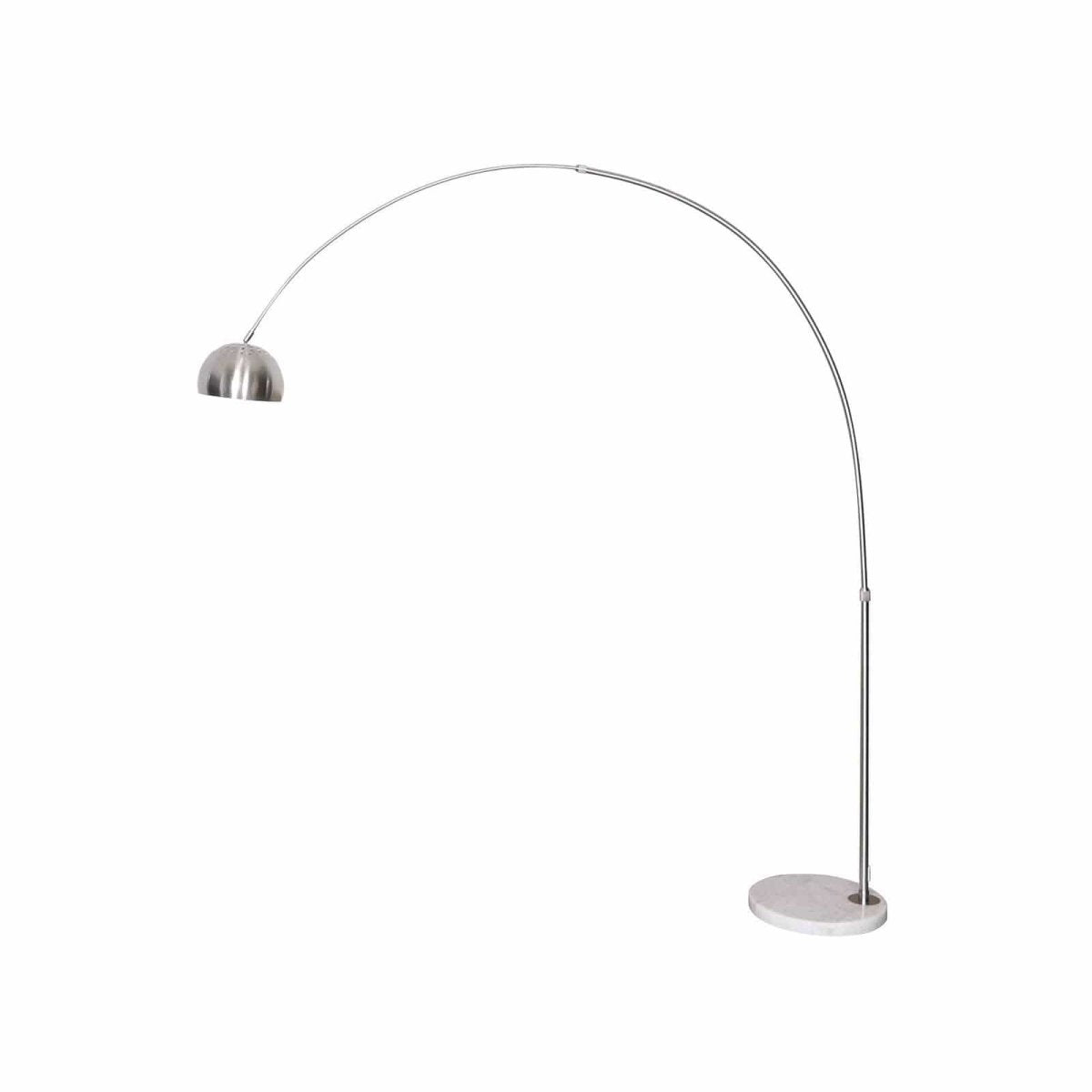Arco Modern Arched Floor Lamp 76" Height with White Round Marble Base and Metal Dome Lamp Shade