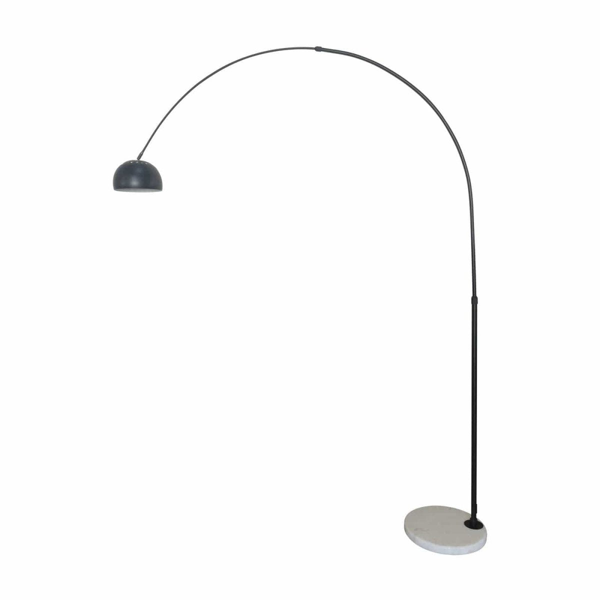 Arco Modern Arched Floor Lamp 76" Height with White Round Marble Base and Metal Dome Lamp Shade