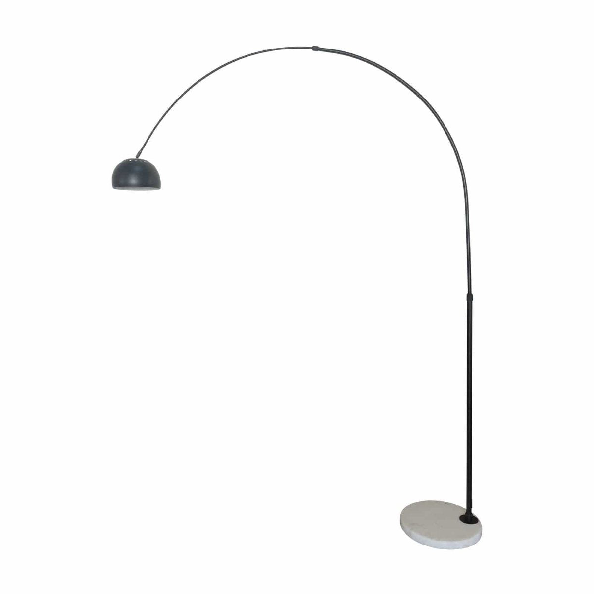 Arco Modern Arched Floor Lamp 76" Height with White Round Marble Base and Metal Dome Lamp Shade