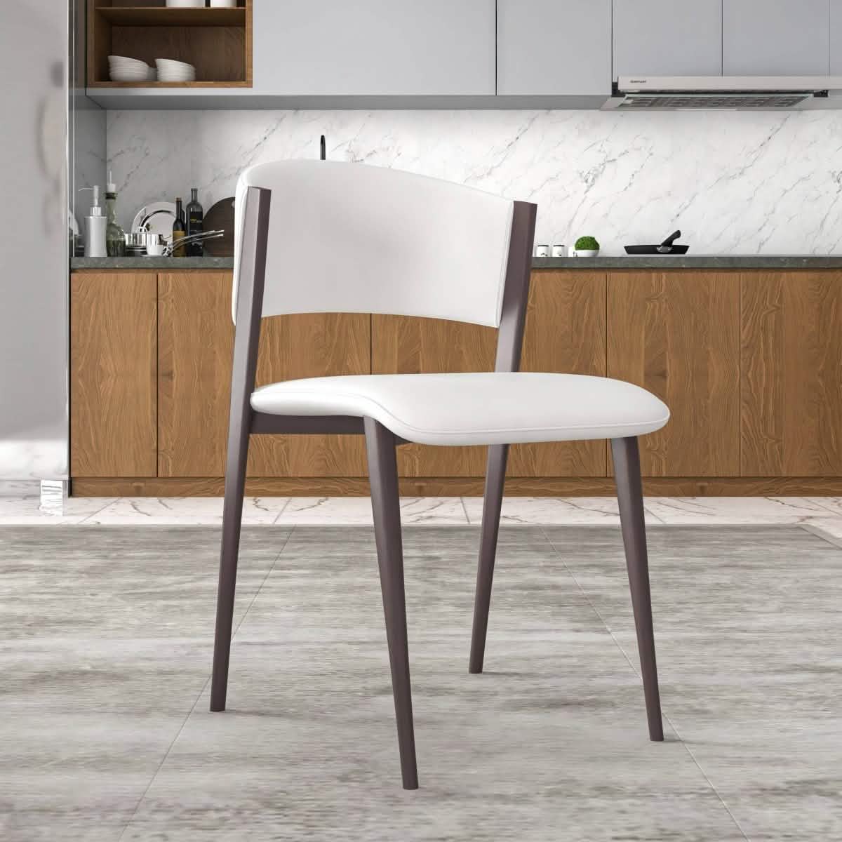 Aspen Dining Chairs Upholstered in Leather Kitchen Room Chairs with Metal Legs Set of 4