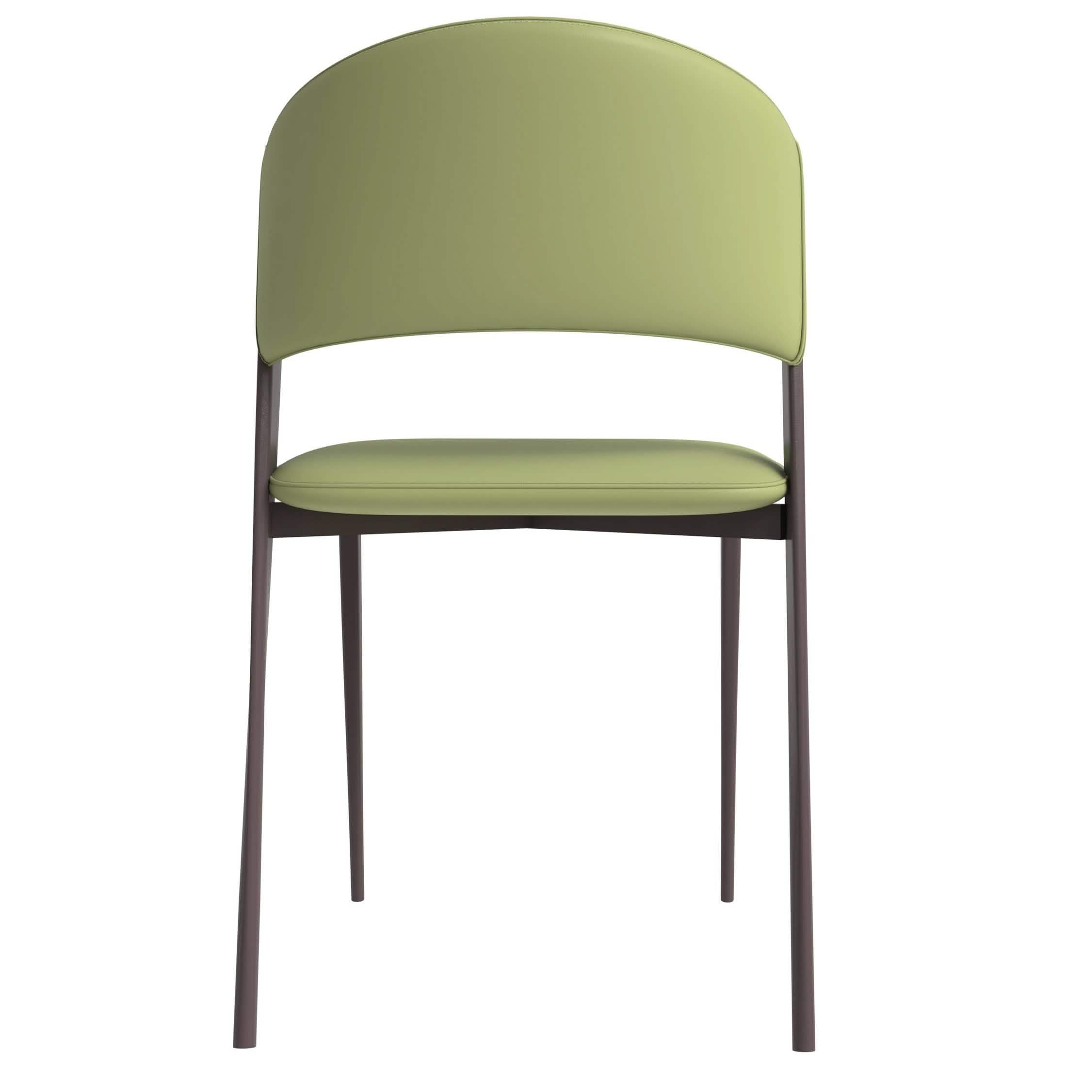 Aspen Dining Chairs Upholstered in Leather Kitchen Room Chairs with Metal Legs Set of 4