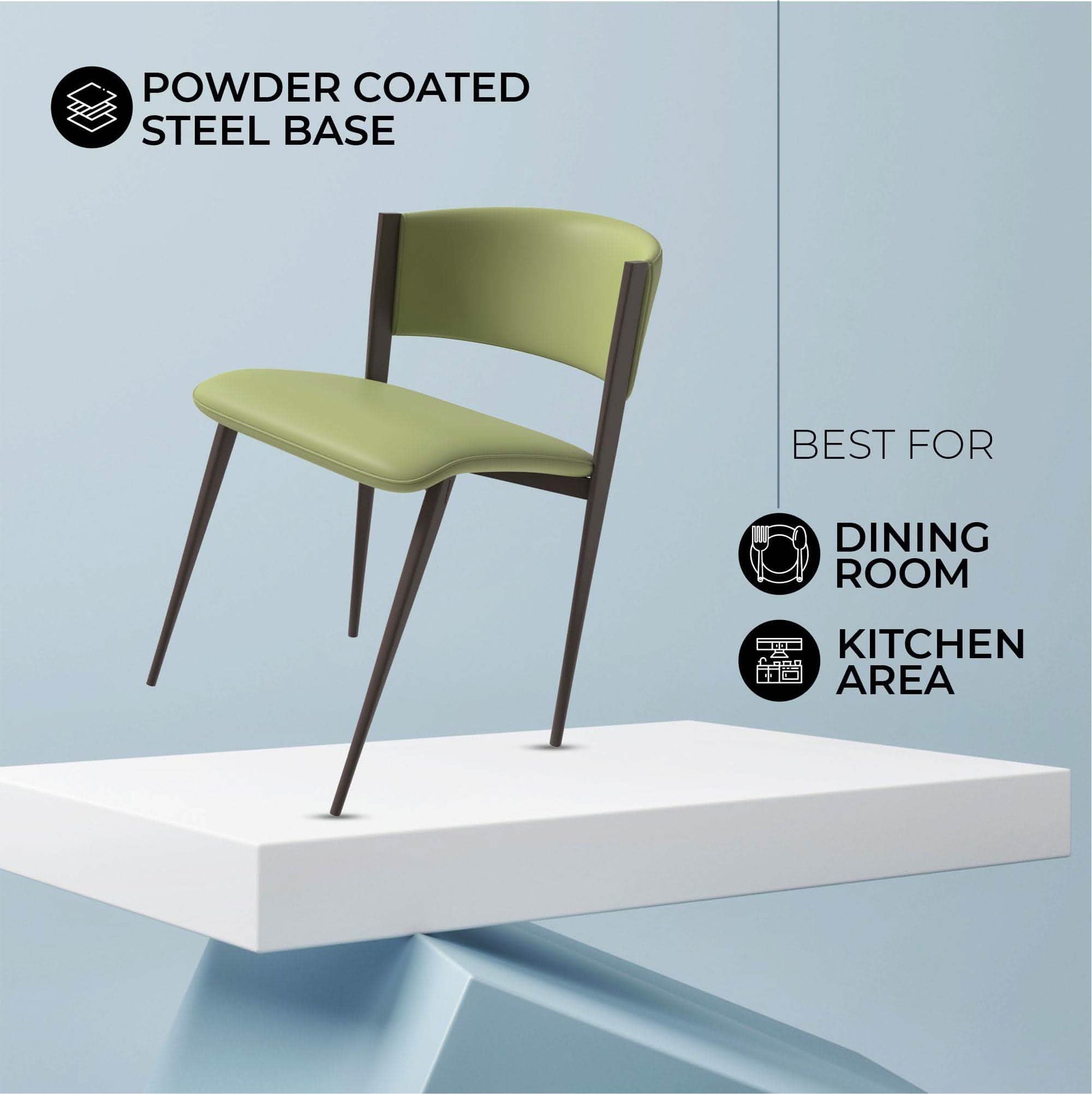 Aspen Dining Chairs Upholstered in Leather Kitchen Room Chairs with Metal Legs Set of 4