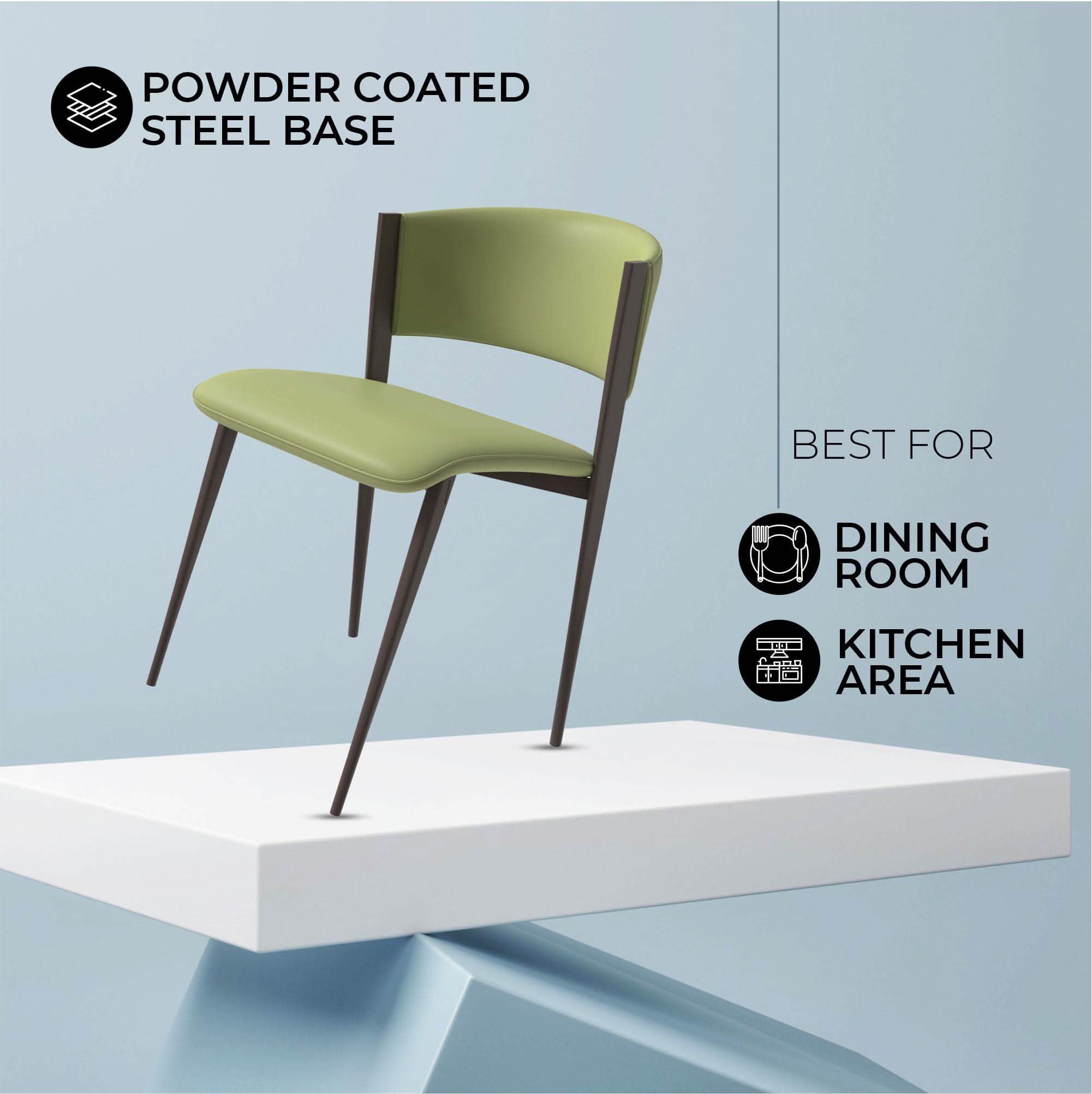Aspen Dining Chairs Upholstered in Leather Kitchen Room Chairs with Metal Legs Set of 4