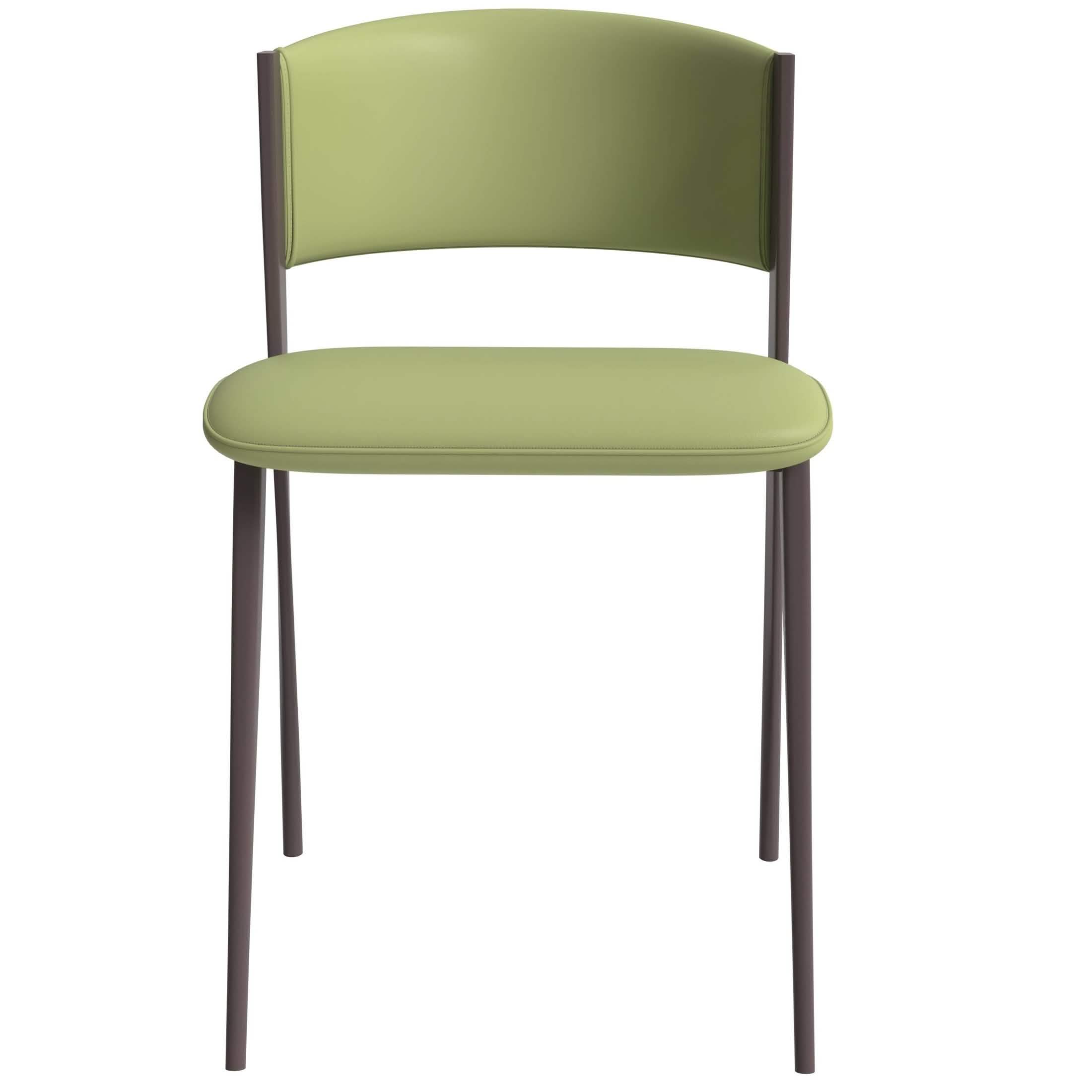 Aspen Dining Chairs Upholstered in Leather Kitchen Room Chairs with Metal Legs Set of 4