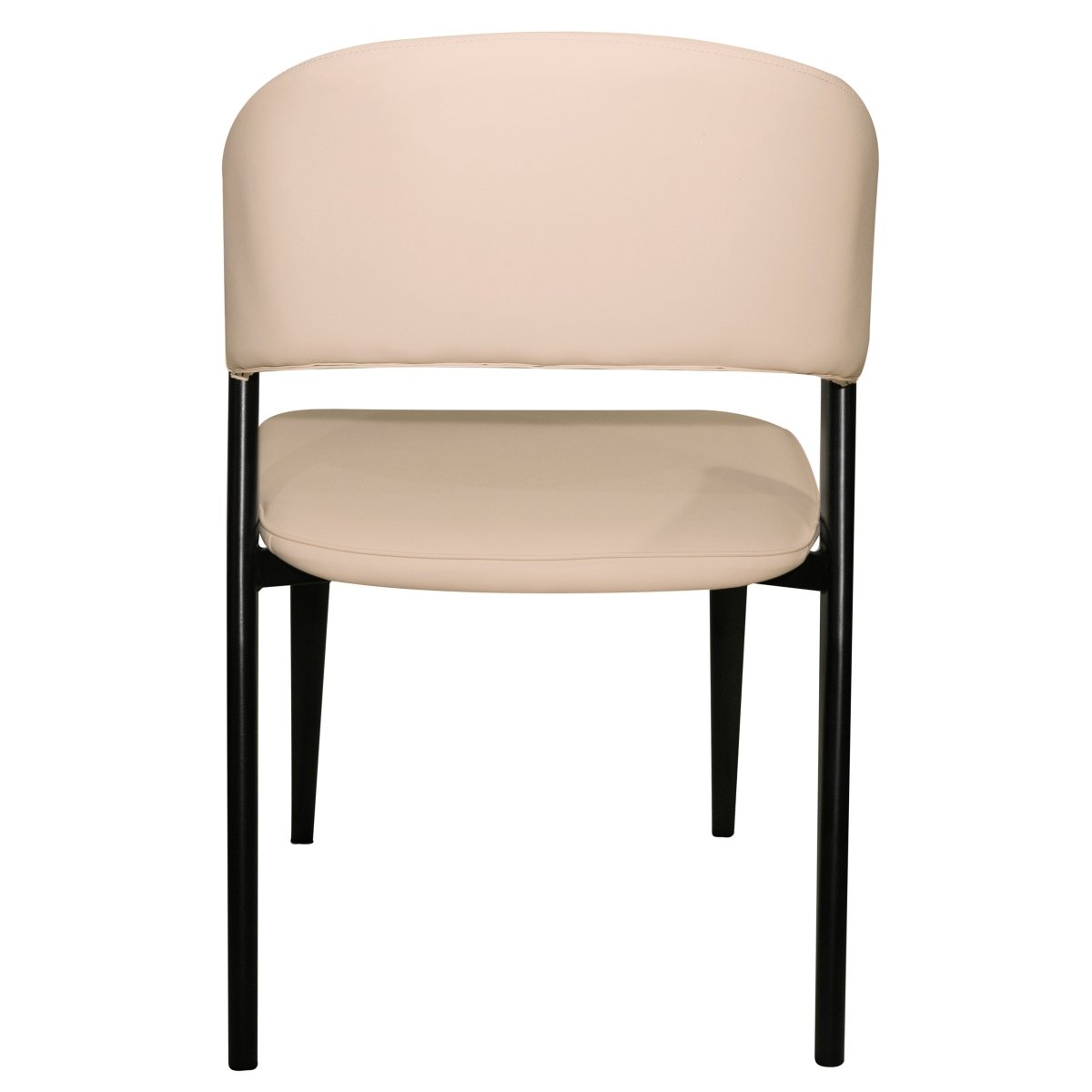 Aspen Dining Chairs Upholstered in Leather with Black Metal Legs Light Taupe Dining Chair Leisuremod