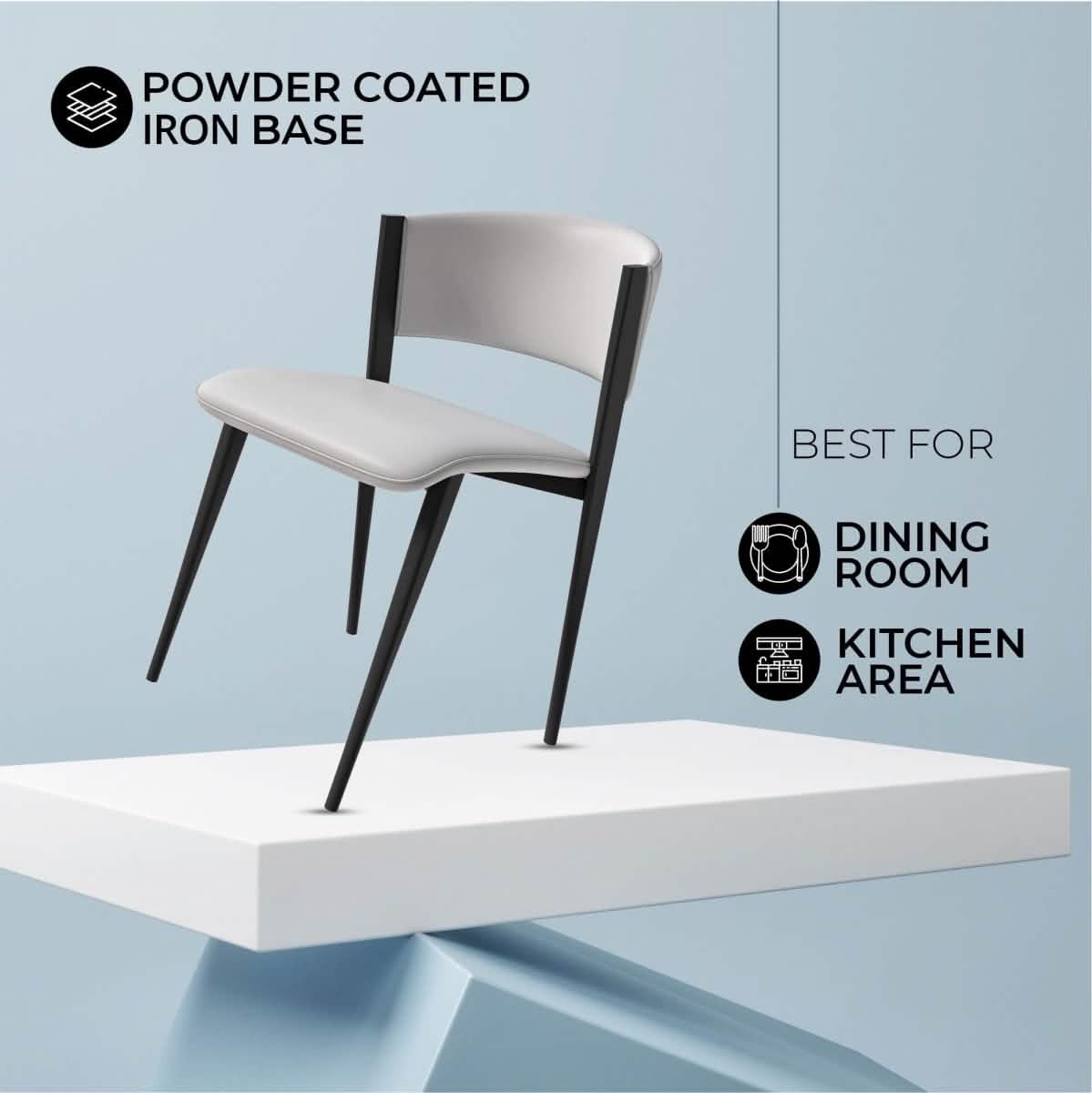 Aspen Dining Chairs Upholstered in Leather with Black Metal Legs Set of 4