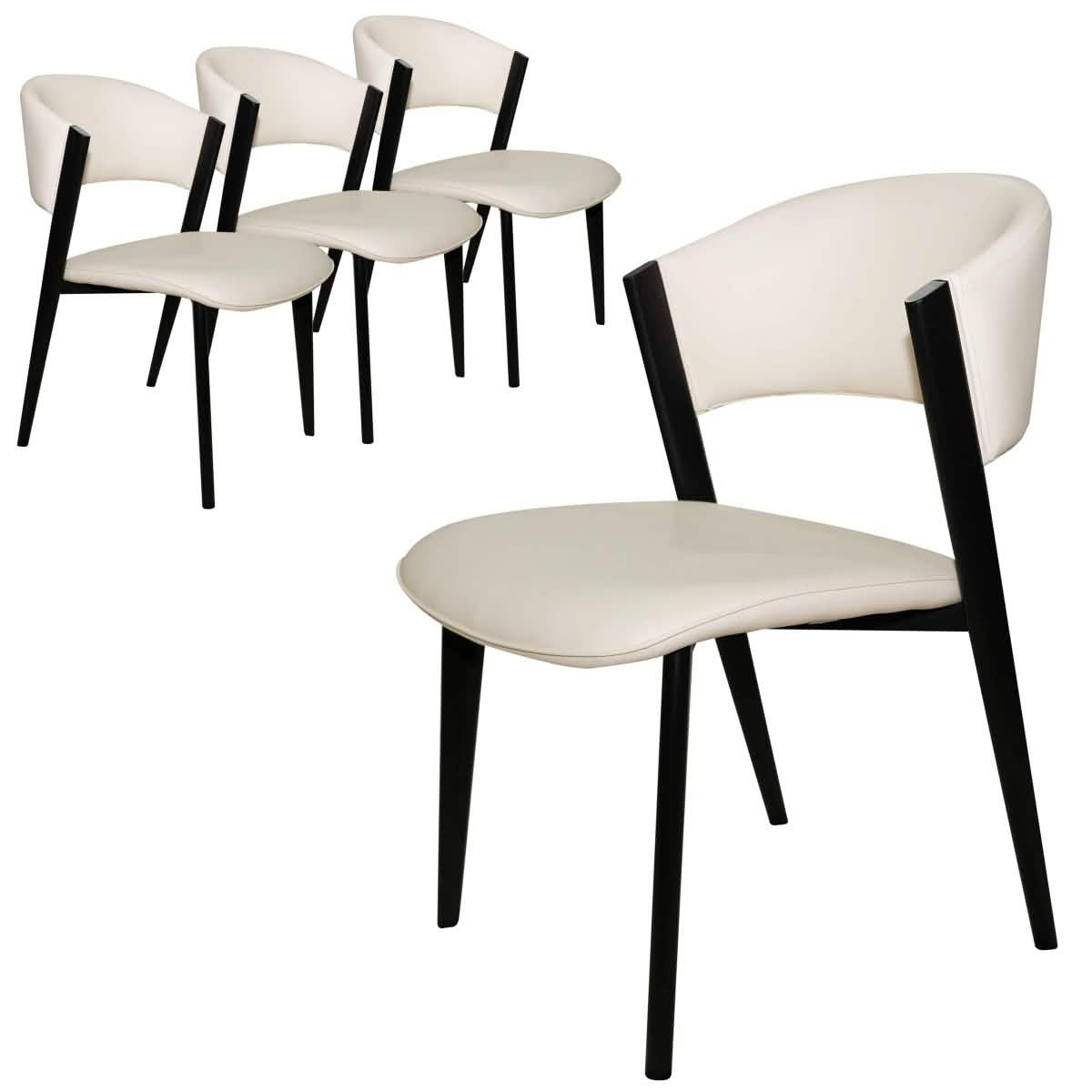 Aspen Dining Chairs Upholstered in Leather with Black Metal Legs Set of 4