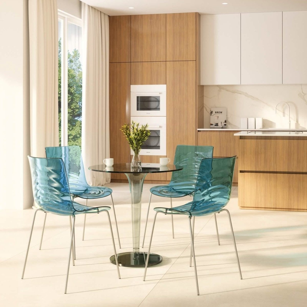 Astor Dining Chair Modern ABS Plastic Side Chair with Stainless - Steel Legs
