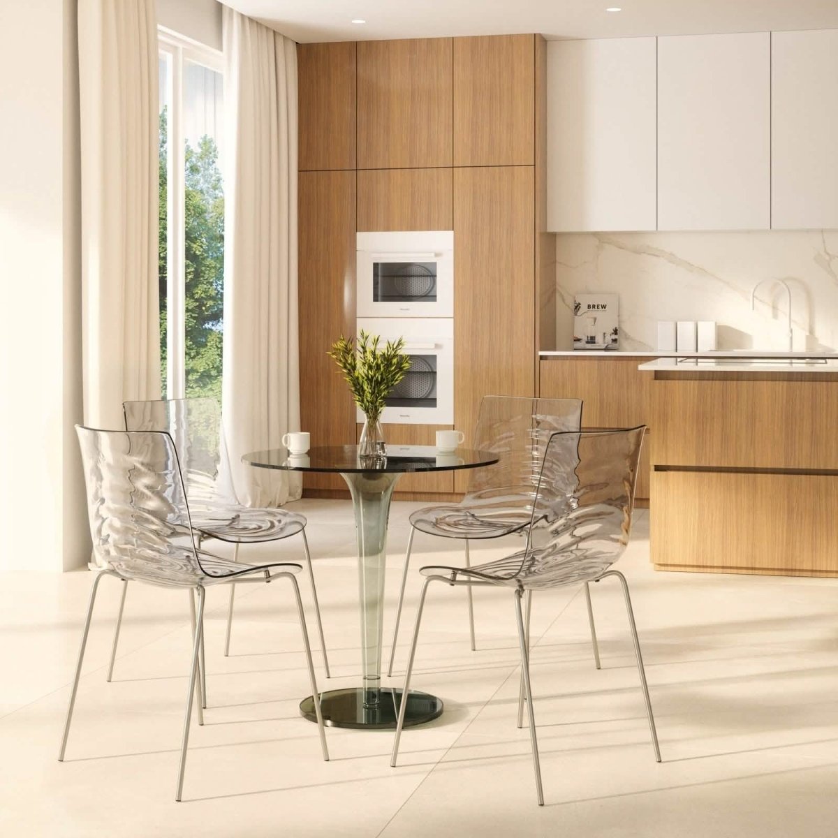 Astor Dining Chair Modern ABS Plastic Side Chair with Stainless - Steel Legs