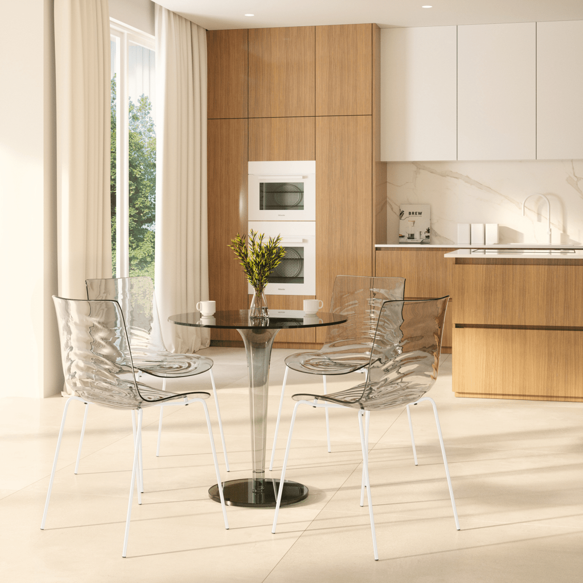 Astor Dining Chair Modern ABS Plastic Side Chair with Stainless - Steel Legs