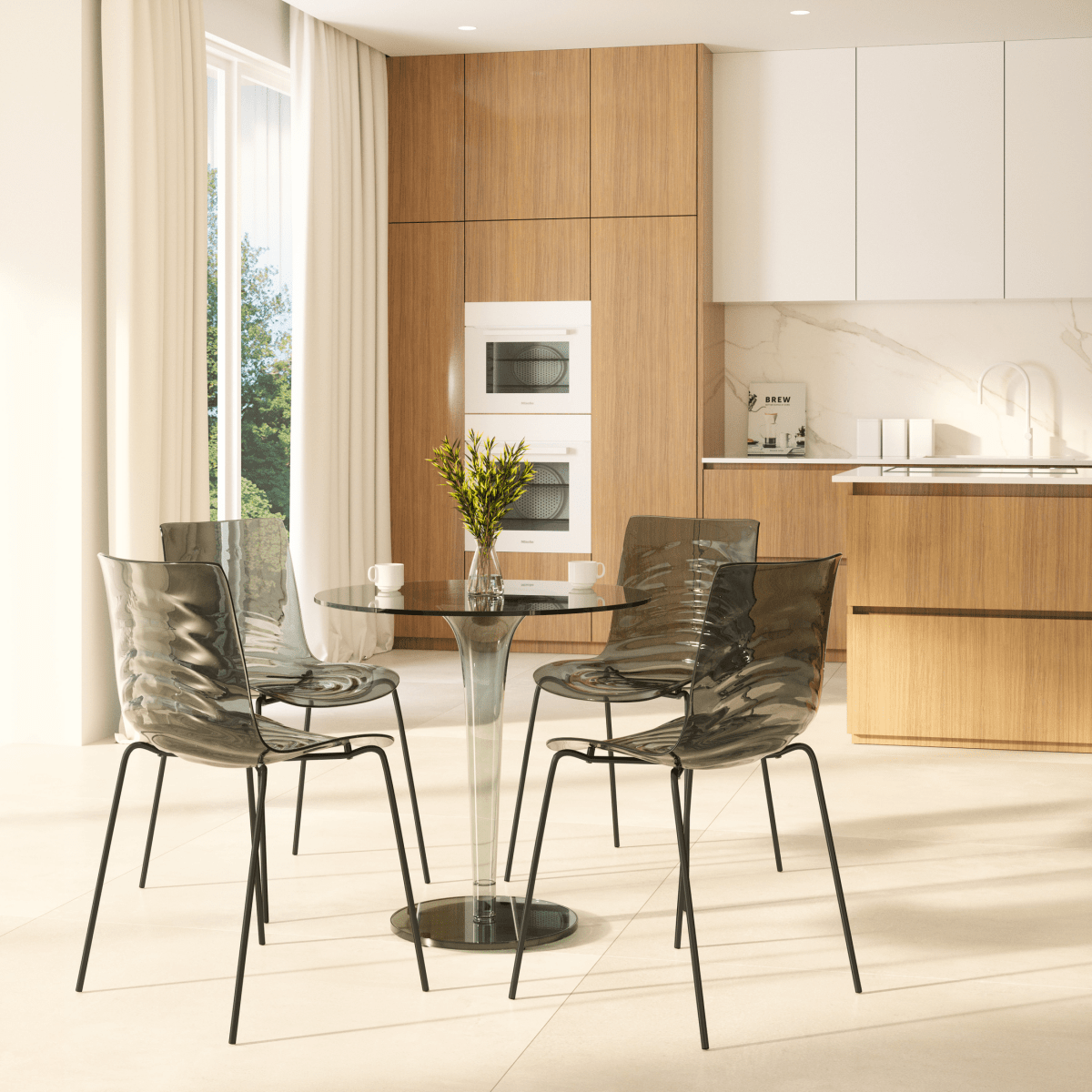 Astor Dining Chair Modern ABS Plastic Side Chair with Stainless - Steel Legs