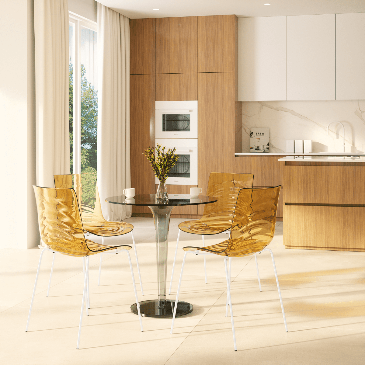 Astor Dining Chair Modern ABS Plastic Side Chair with Stainless - Steel Legs