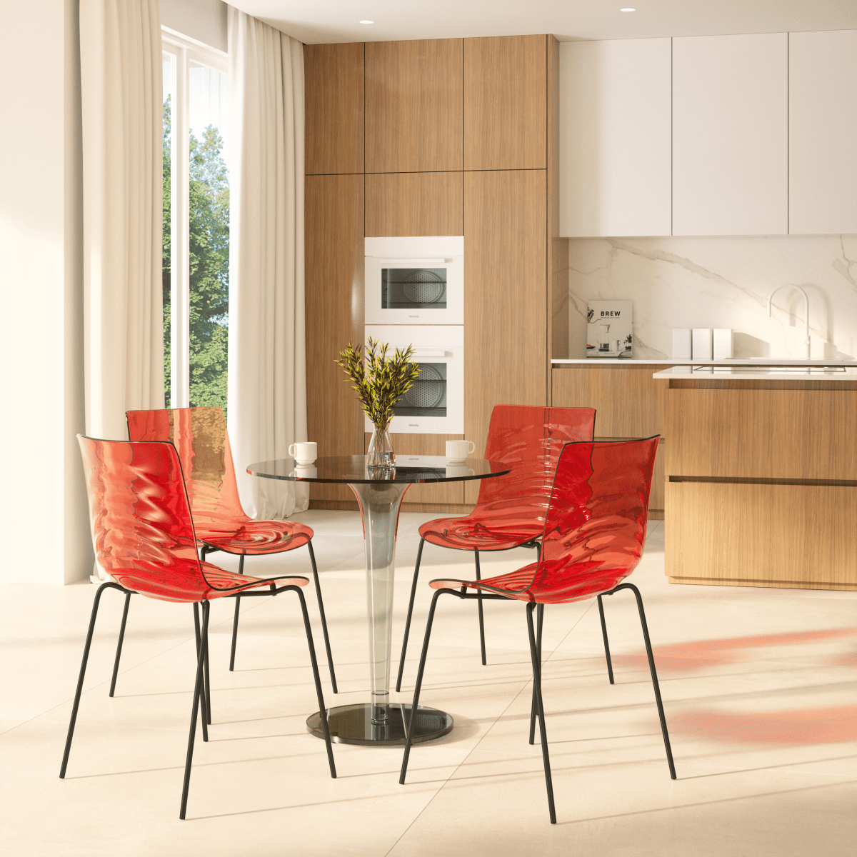 Astor Dining Chair Modern ABS Plastic Side Chair with Stainless - Steel Legs