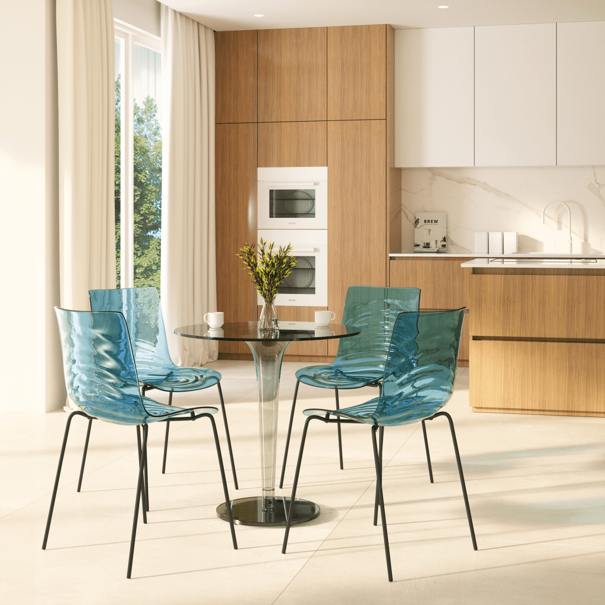 Astor Dining Chair Modern ABS Plastic Side Chair with Stainless - Steel Legs