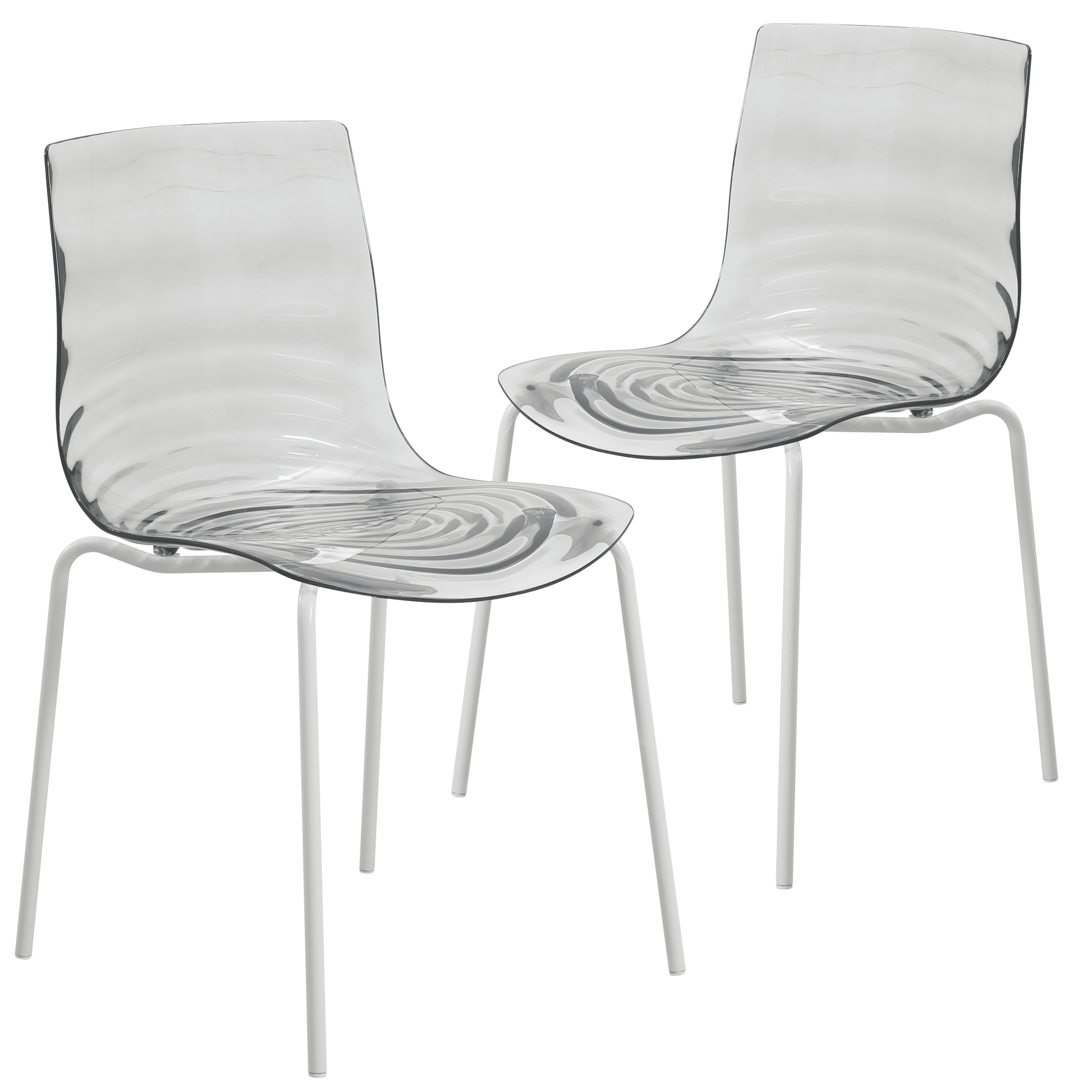 Astor Dining Chairs with ABS Plastic Seats in White Stainless Steel Set of 2