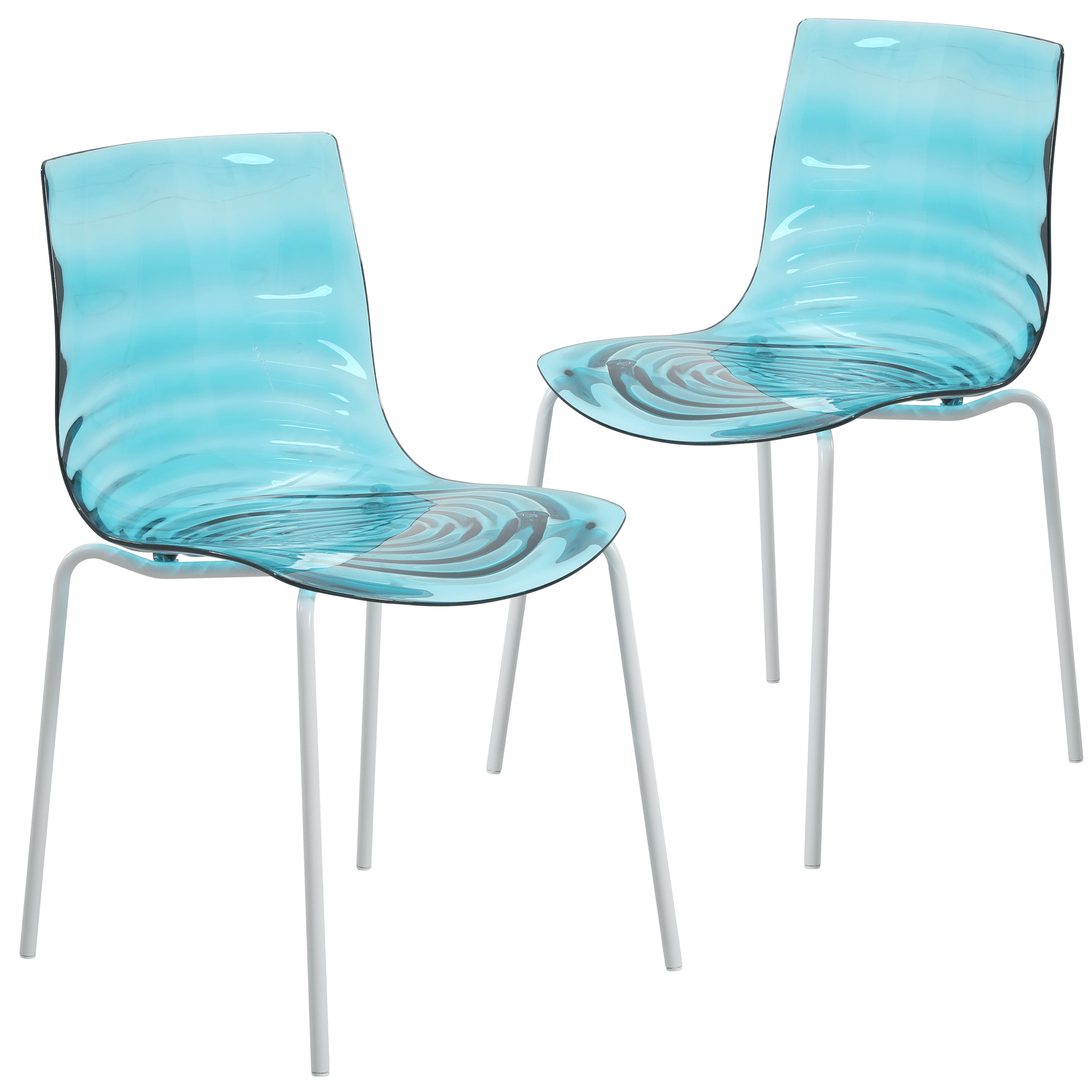 Astor Dining Chairs with ABS Plastic Seats in White Stainless Steel Set of 2