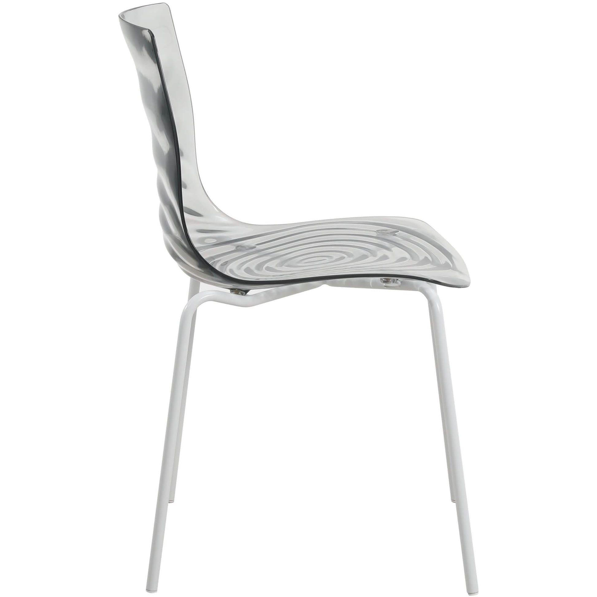 Astor Dining Chairs with ABS Plastic Seats in White Stainless Steel Set of 2