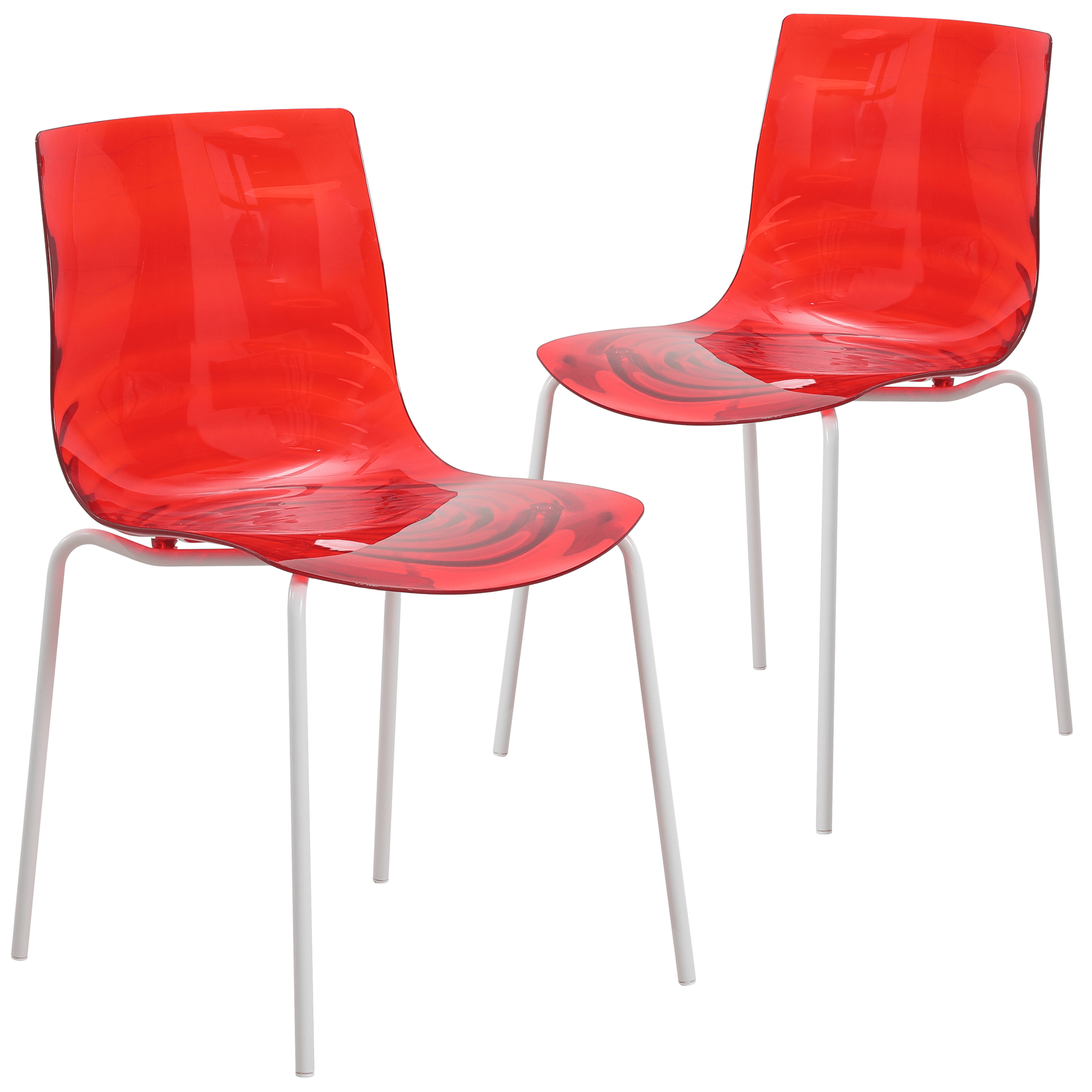Astor Dining Chairs with ABS Plastic Seats in White Stainless Steel Set of 2