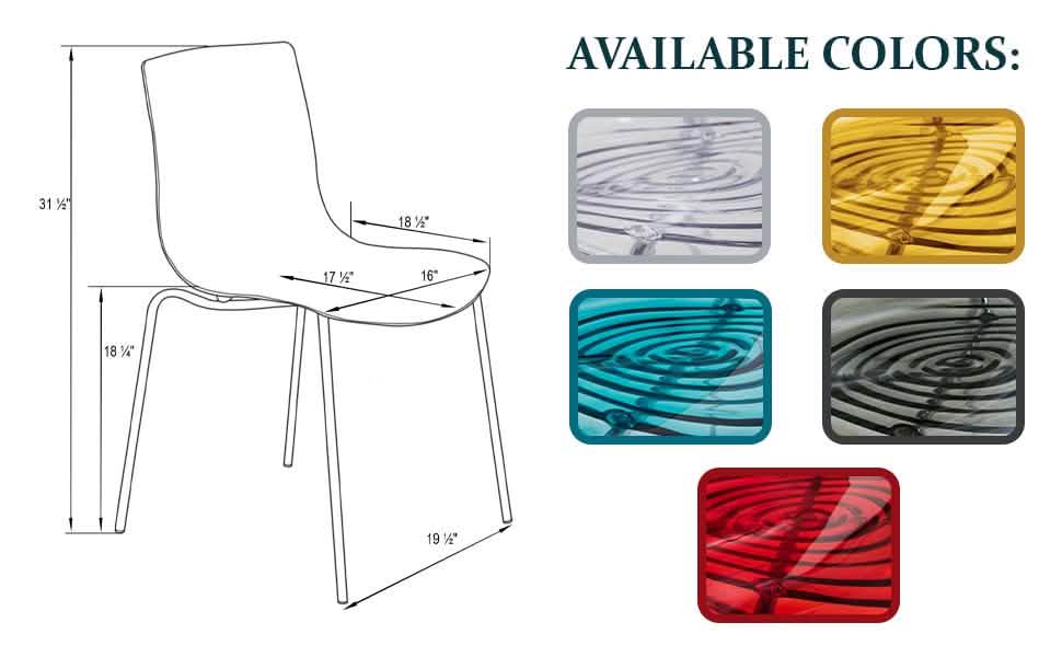 Astor Dining Chairs with ABS Plastic Seats in White Stainless Steel Set of 2