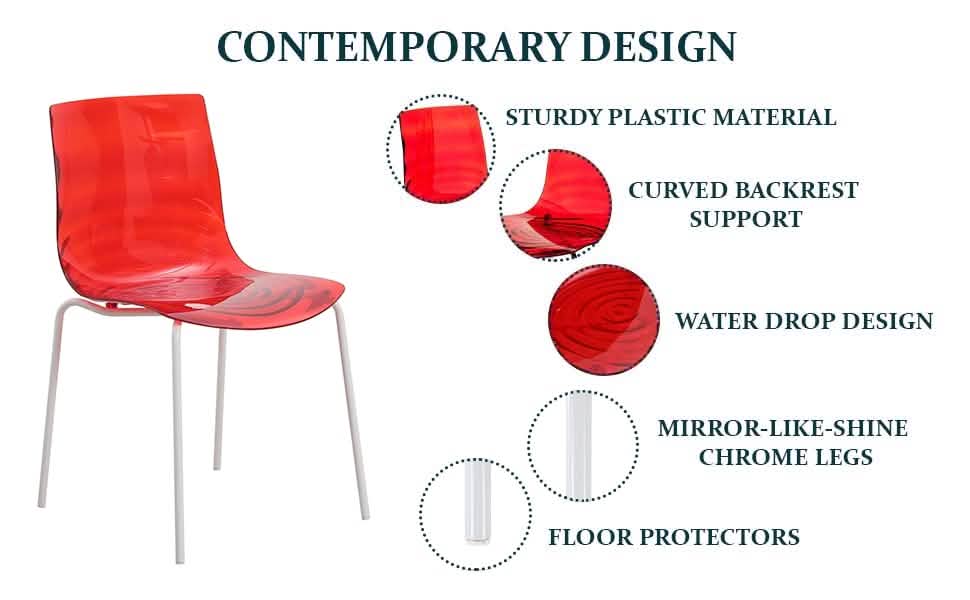 Astor Dining Chairs with ABS Plastic Seats in White Stainless Steel Set of 2