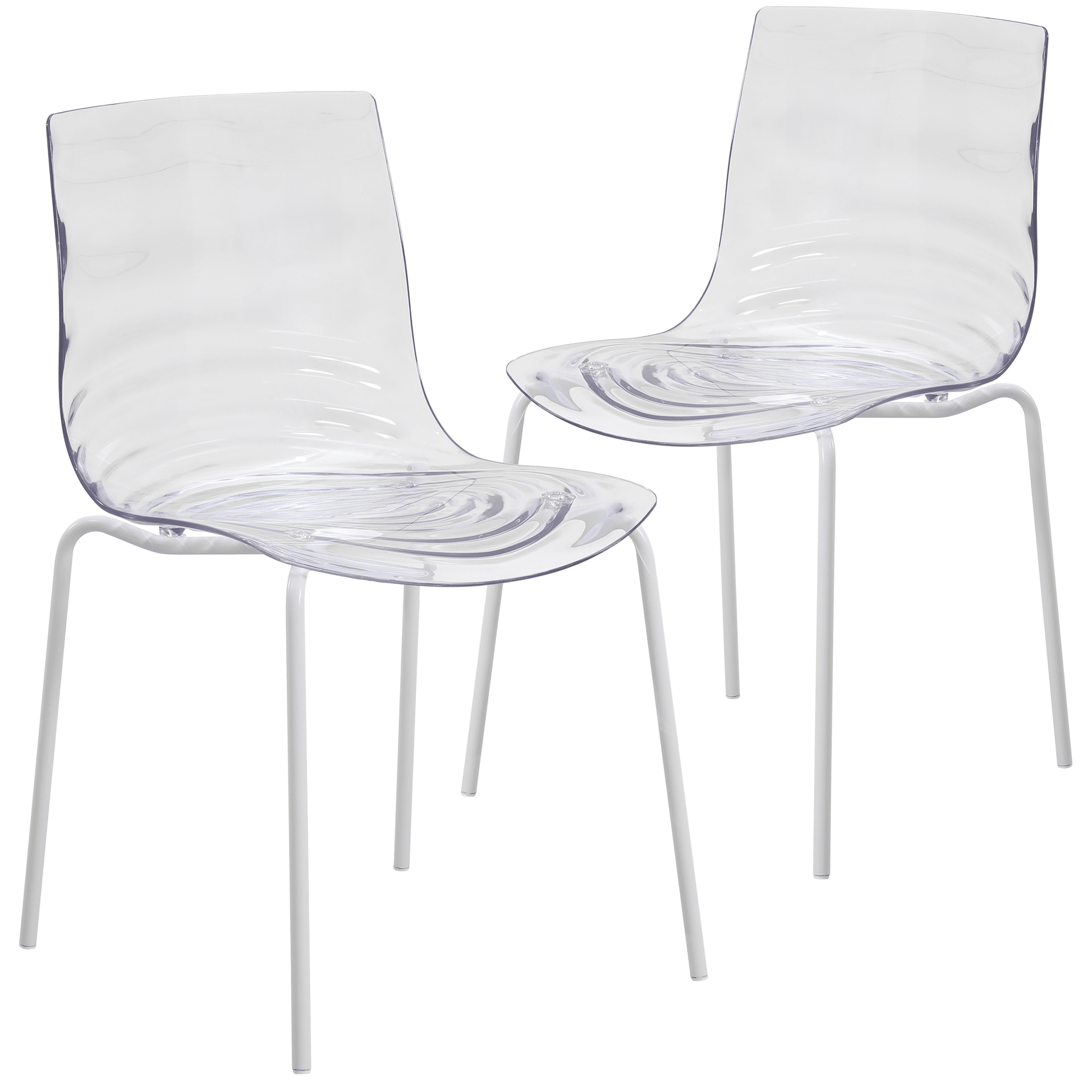 Astor Dining Chairs with ABS Plastic Seats in White Stainless Steel Set of 2