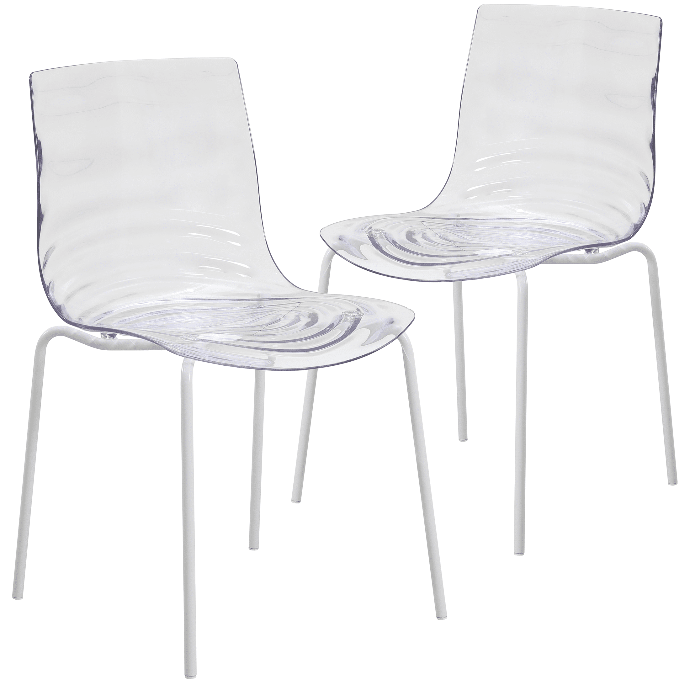 Astor Dining Chairs with ABS Plastic Seats in White Stainless Steel Set of 2