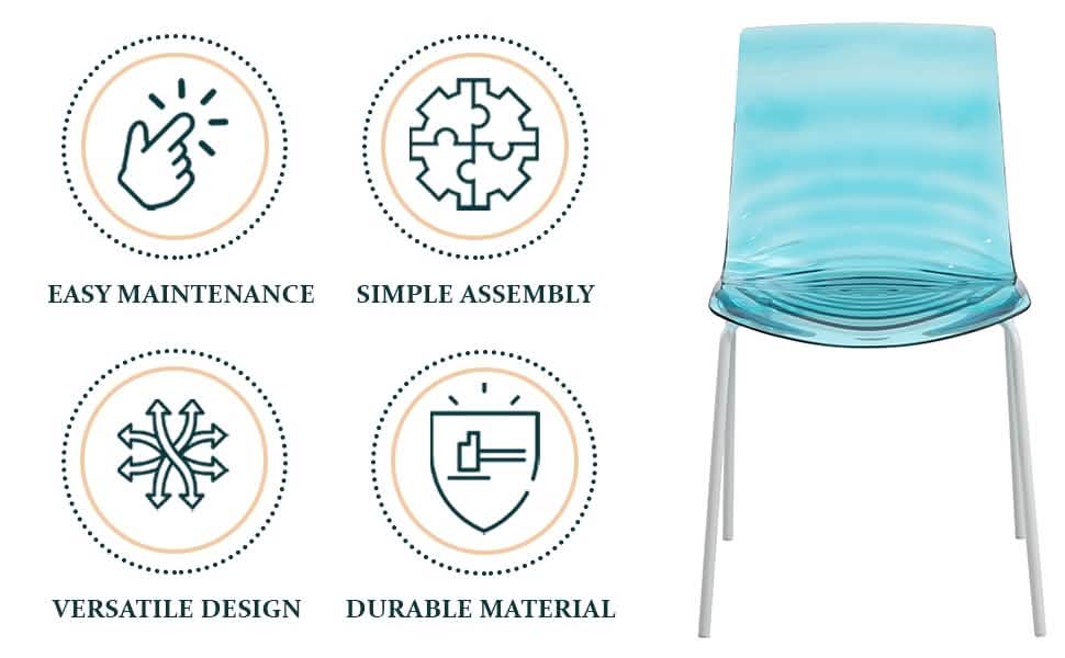 Astor Dining Chairs with ABS Plastic Seats in White Stainless Steel Set of 2
