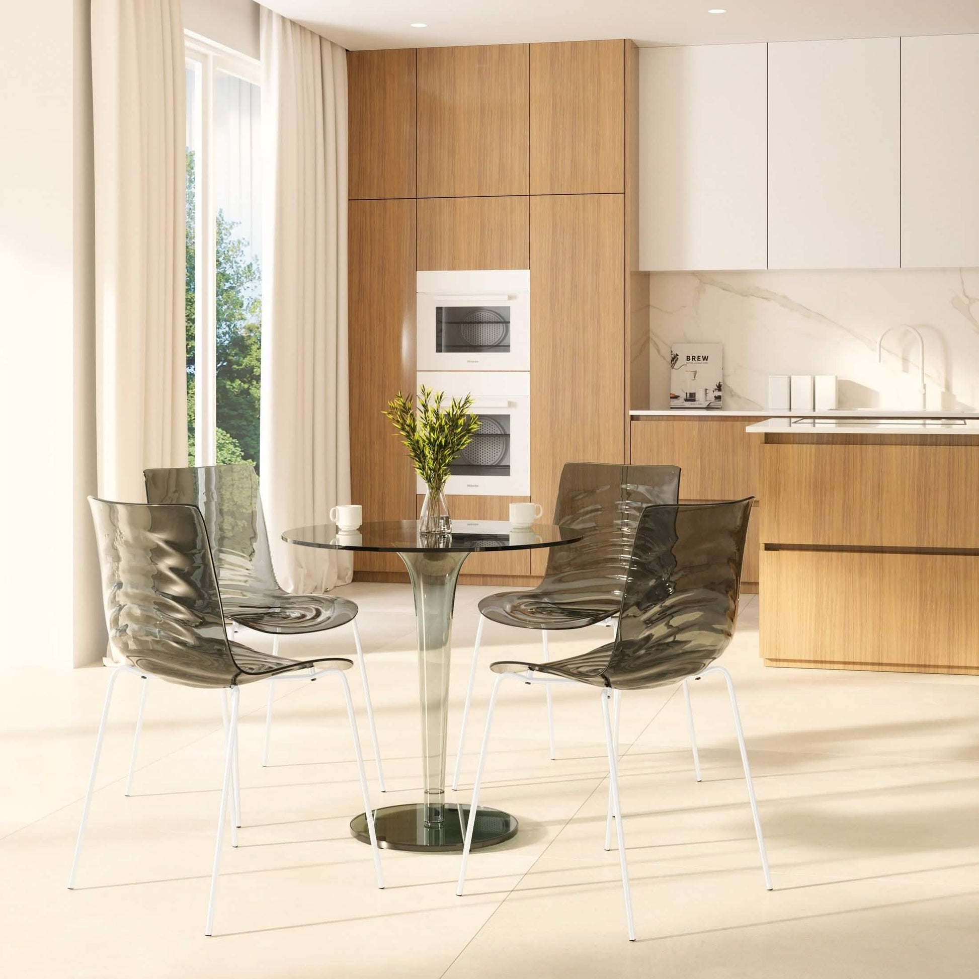 Astor Dining Chairs with ABS Plastic Seats in White Stainless Steel Set of 2
