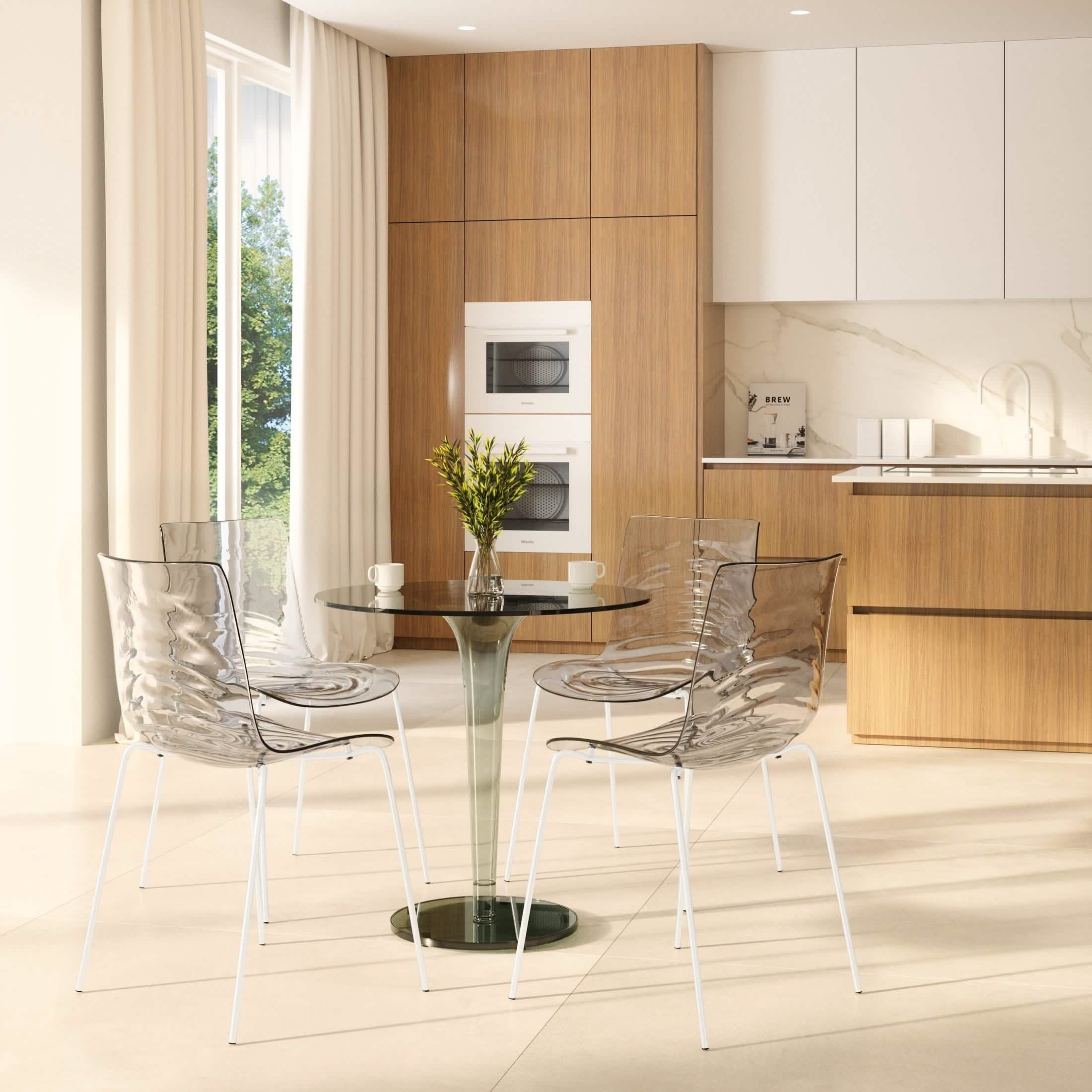 Astor Dining Chairs with ABS Plastic Seats in White Stainless Steel Set of 2