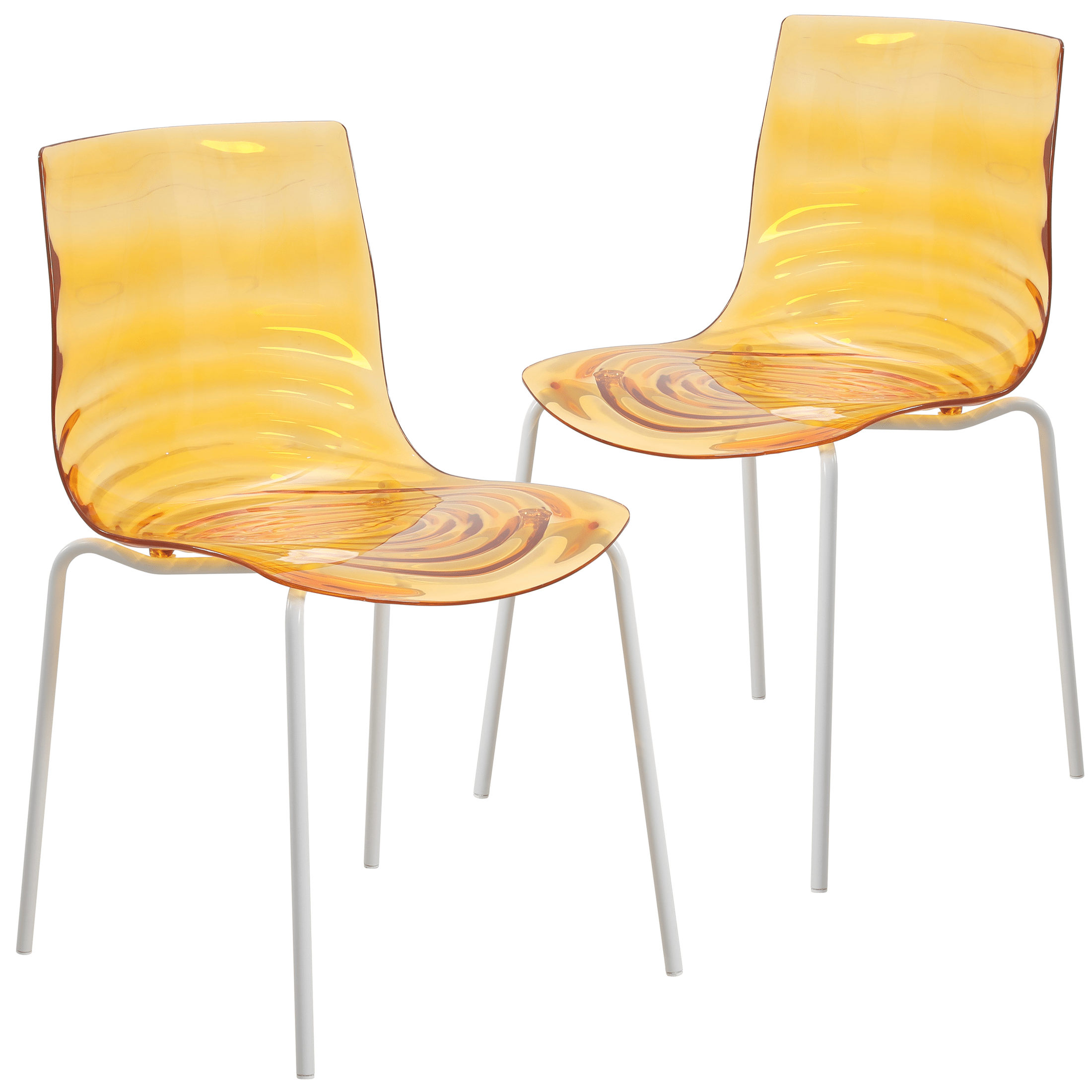 Astor Dining Chairs with ABS Plastic Seats in White Stainless Steel Set of 2