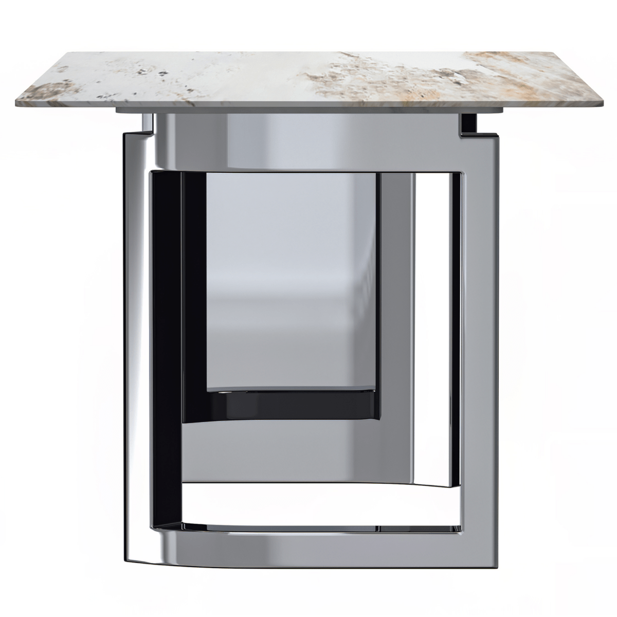 Astra Rectangular Dining Table with Stone/Glass Tabletop and Stainless - Steel Base